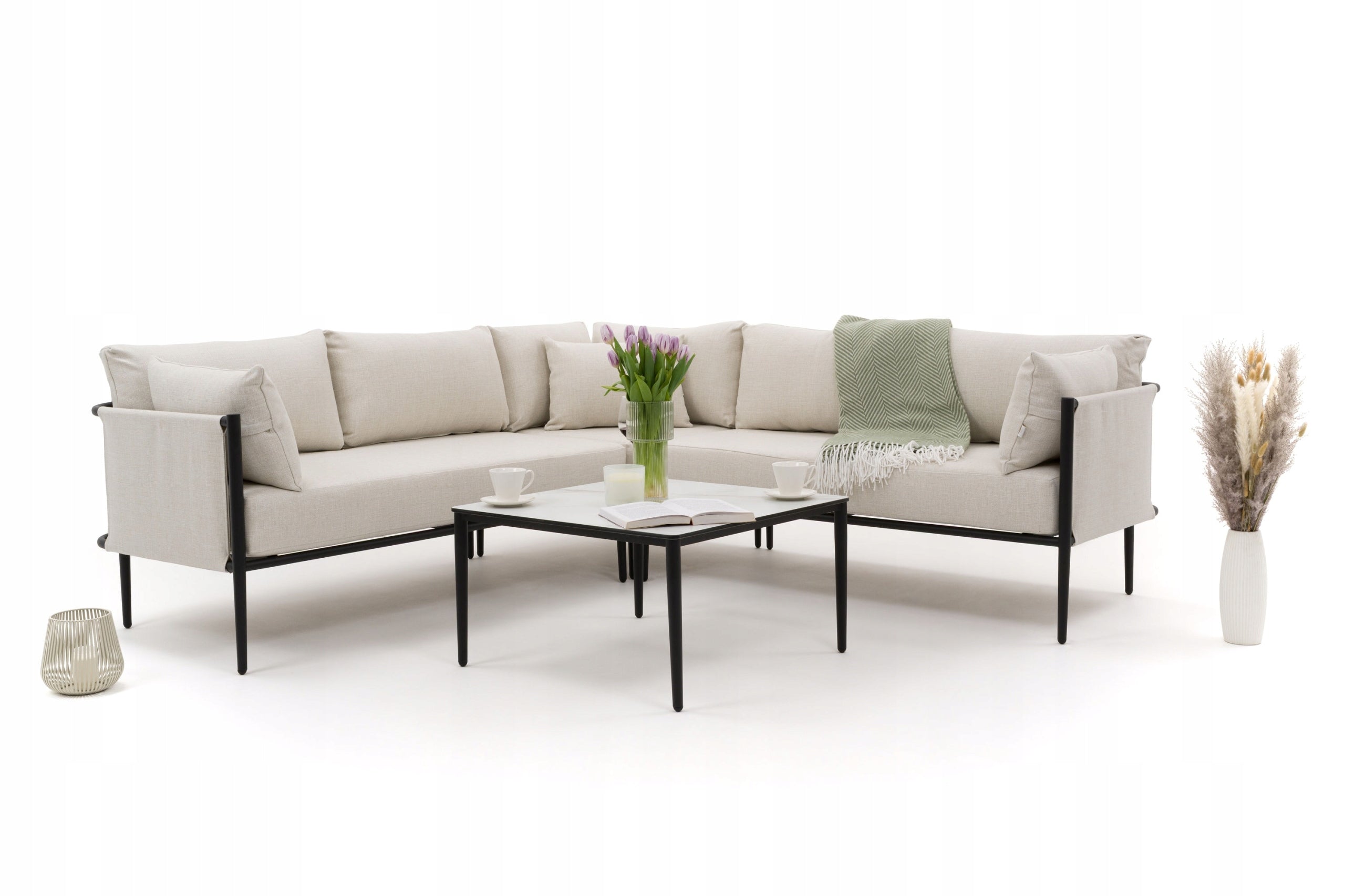 GARDEN FURNITURE CORNER TERRACE MODERN ALUMINUM BELIZE BEIGE AND WHITE Manufacturer New Home