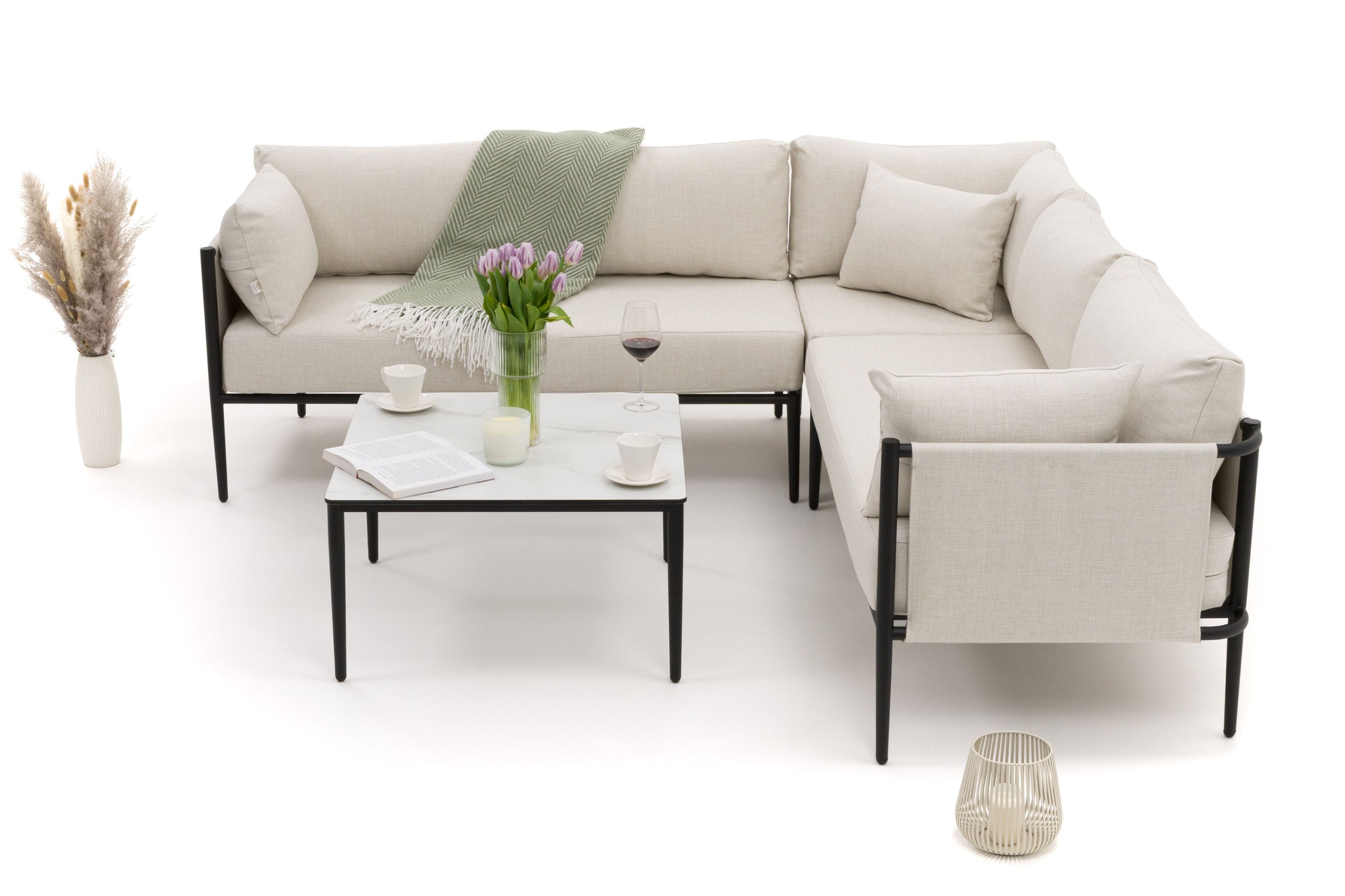 GARDEN FURNITURE CORNER TERRACE MODERN ALUMINUM BELIZE BEIGE AND WHITE Manufacturer code NAROŻNIK BELIZE - BEŻOWO-BIAŁY