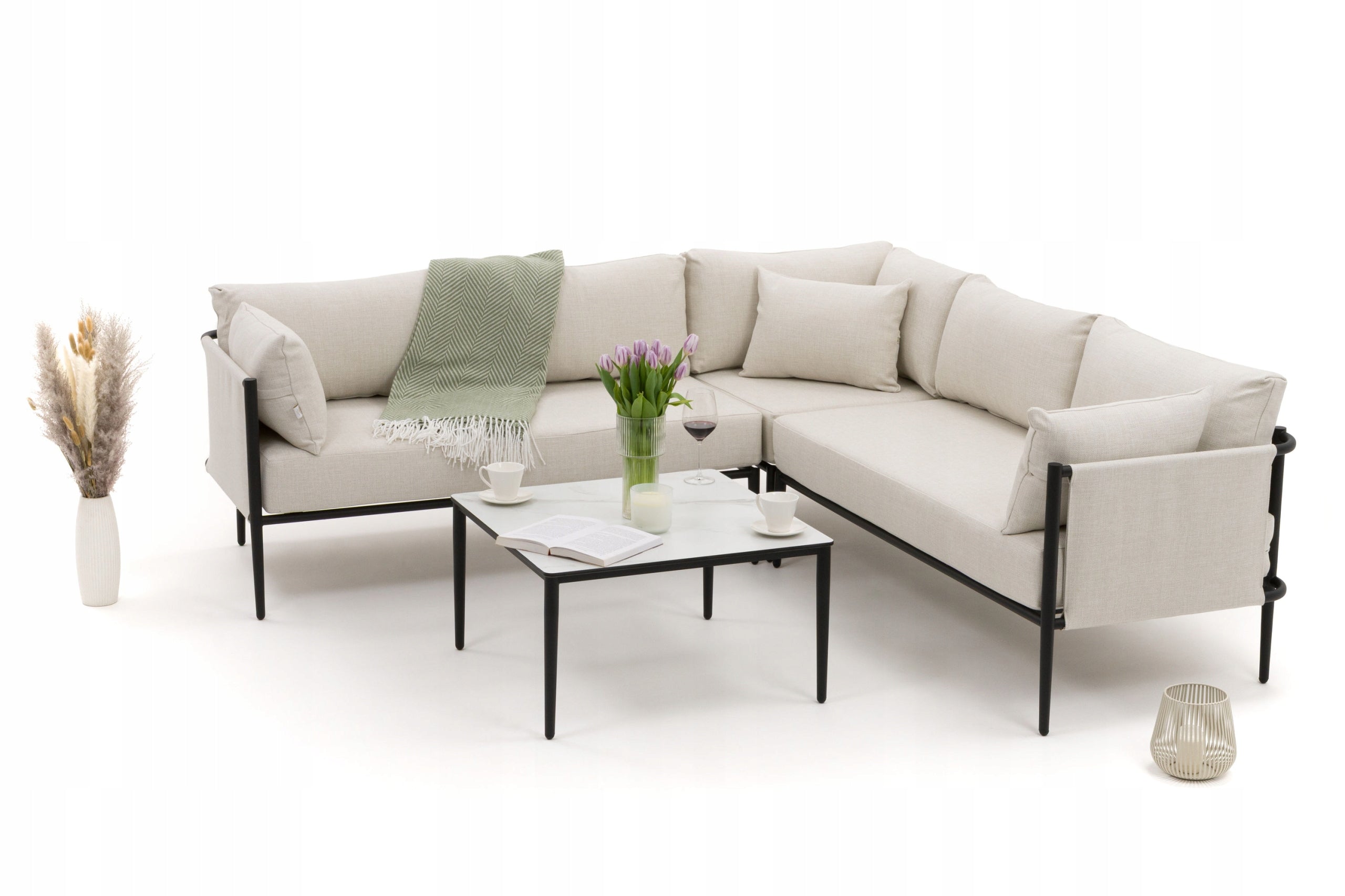 GARDEN FURNITURE CORNER TERRACE MODERN ALUMINUM BELIZE BEIGE AND WHITE Packaging status original