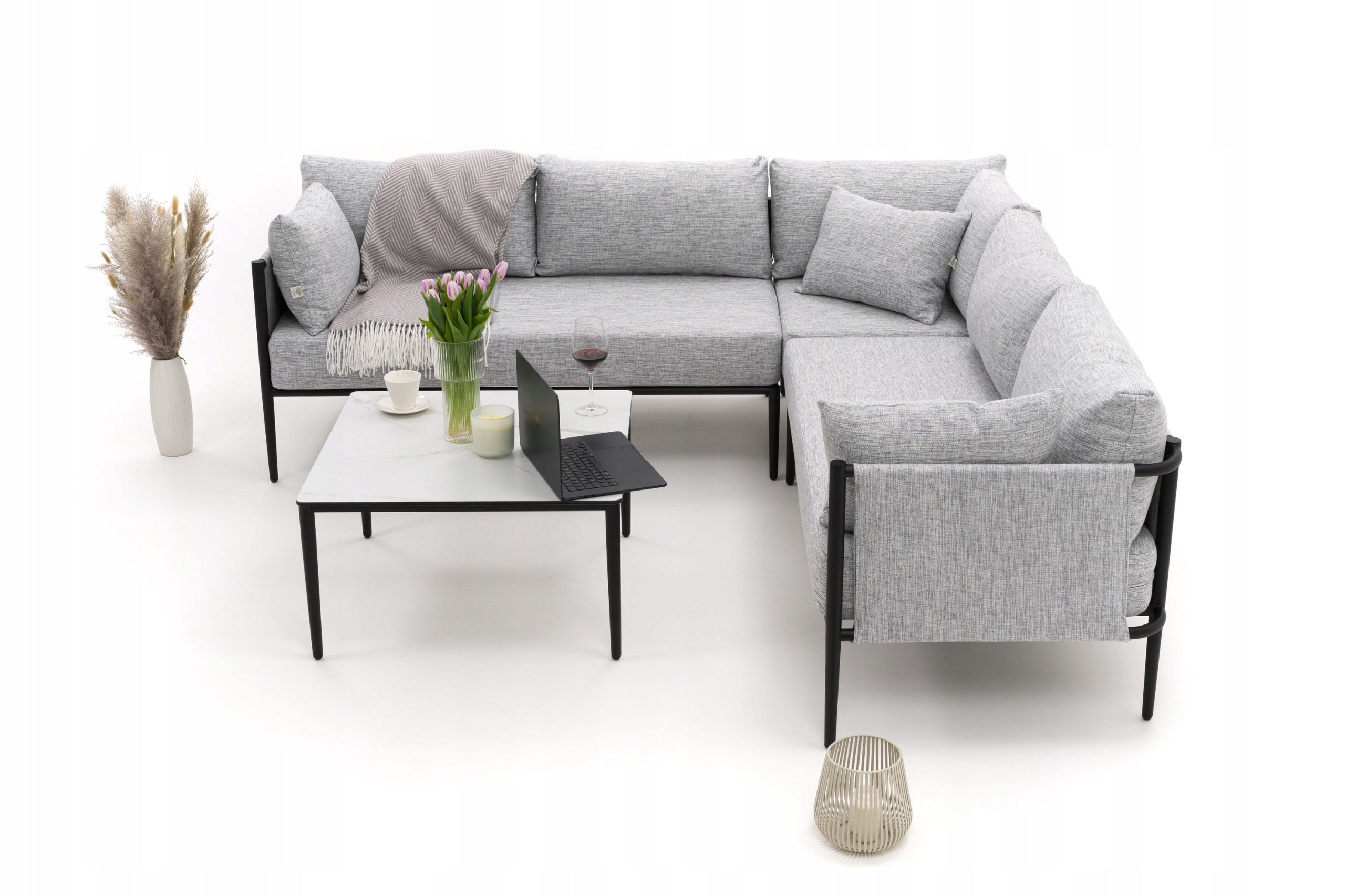 GARDEN FURNITURE CORNER TERRACE MODERN ALUMINUM BELIZE GRAY-WHITE Manufacturer New Home