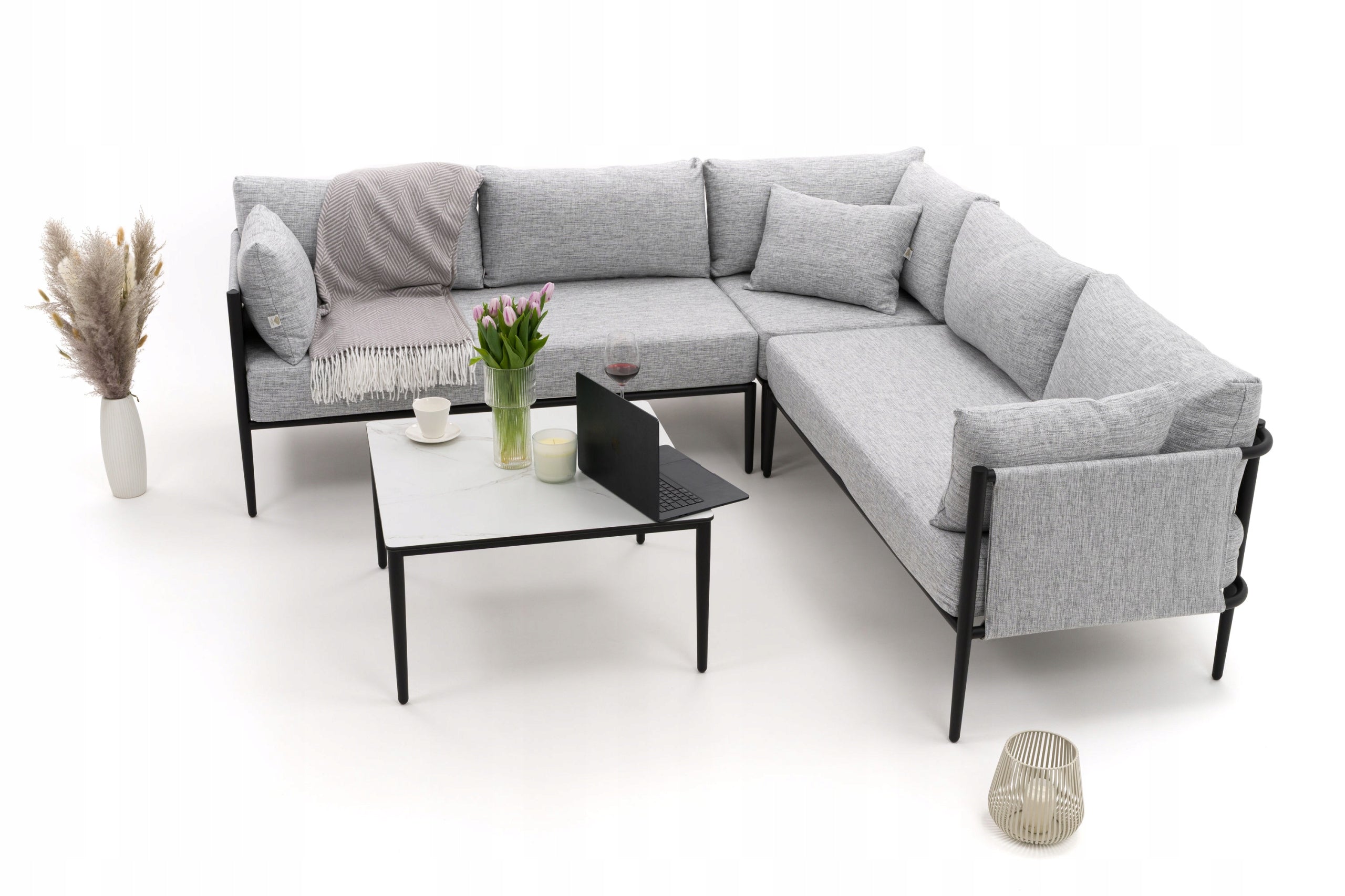 GARDEN FURNITURE CORNER TERRACE MODERN ALUMINUM BELIZE GRAY-WHITE Manufacturer code NAROŻNIK BELIZE- SZARO-BIAŁY