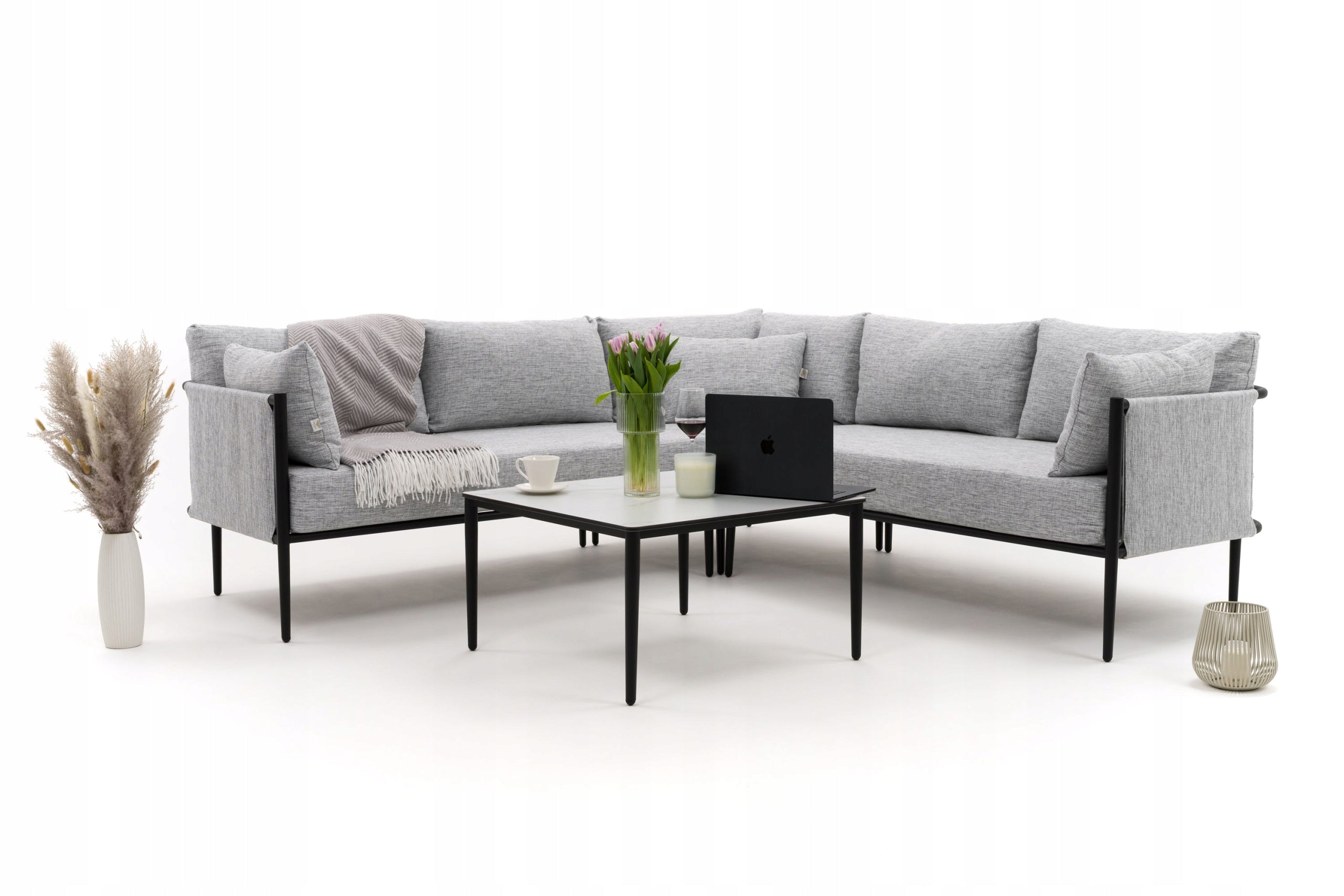 GARDEN FURNITURE CORNER TERRACE MODERN ALUMINUM BELIZE GRAY-WHITE Packaging status original