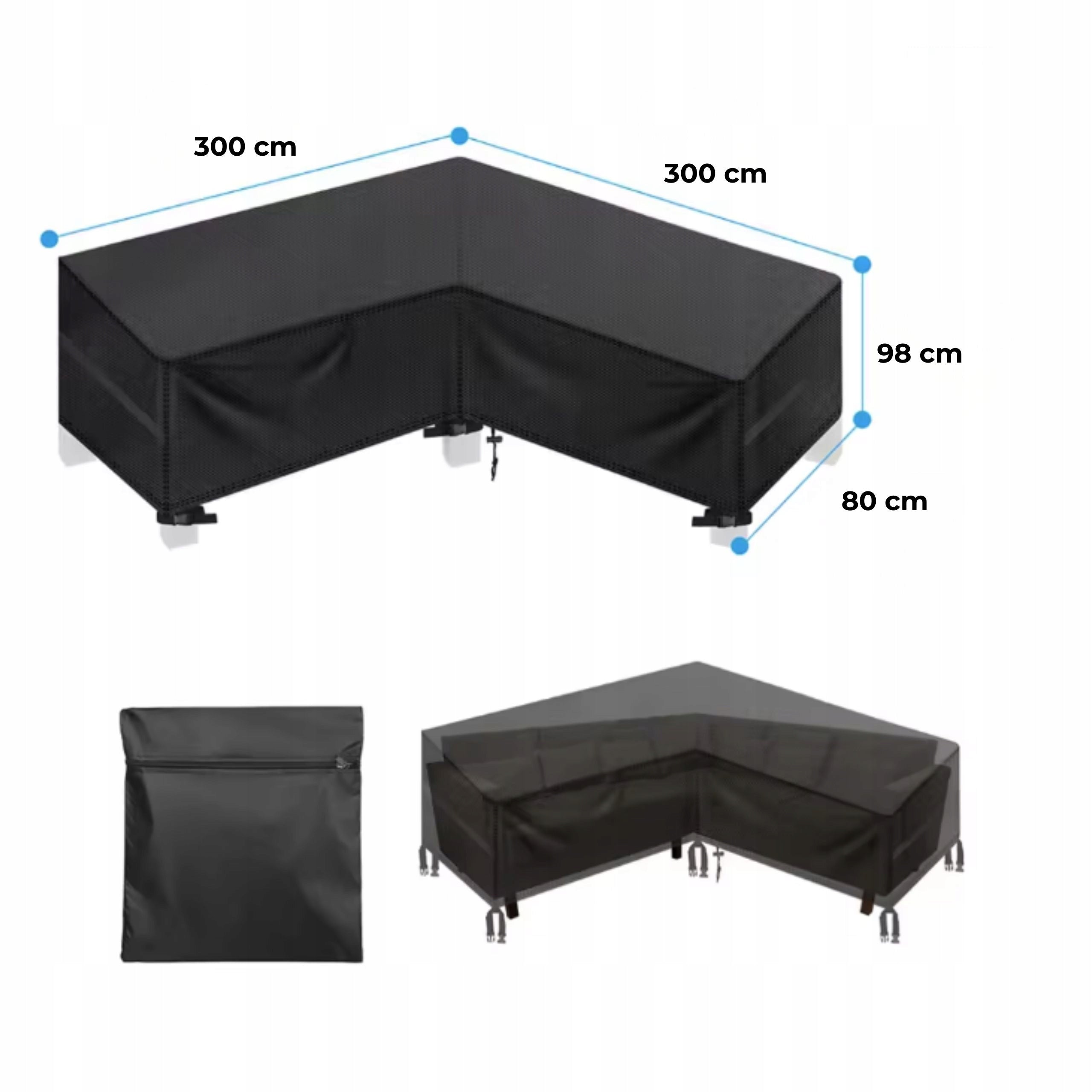 GARDEN FURNITURE COVER CORNER WATERPROOF 300x300x98 OXFORD BLACK Manufacturer Domidekor