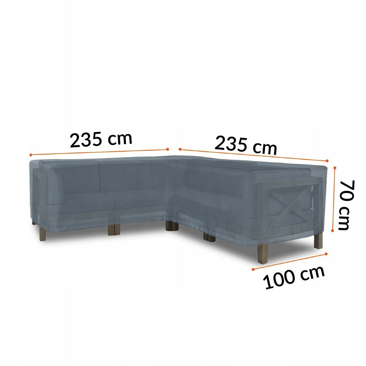 GARDEN FURNITURE COVER Corner Waterproof 235x235x100x70 Durable Product width 235 cm