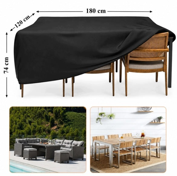 GARDEN FURNITURE COVER GARDEN TABLE 180x120x74 waterproof black Manufacturer code pokrowiec na meble 180x120x74
