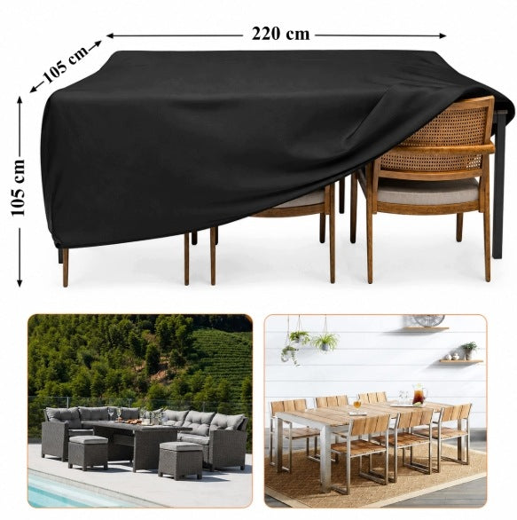 GARDEN FURNITURE COVER GARDEN TABLE 220x105x105 waterproof black Manufacturer code duży pokrowiec na meble