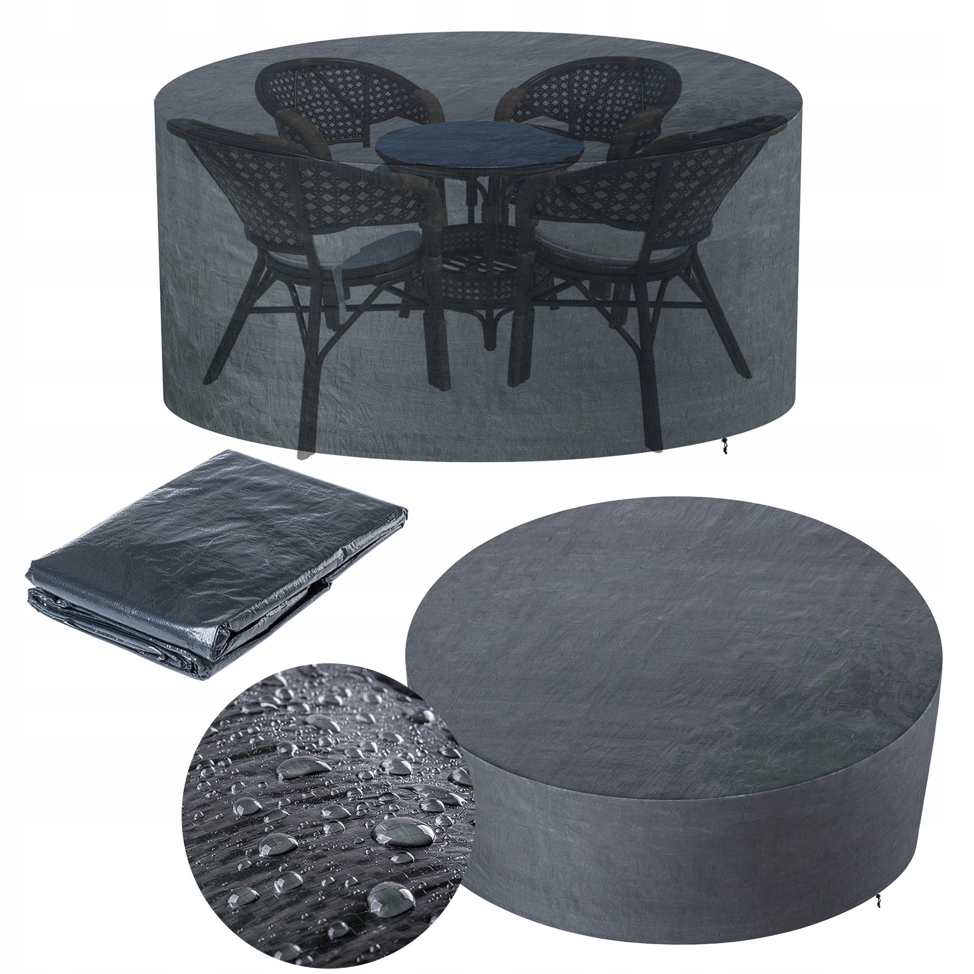 GARDEN FURNITURE COVER TABLE ARMCHAIR CHAIR WATERPROOF ROUND 190x190