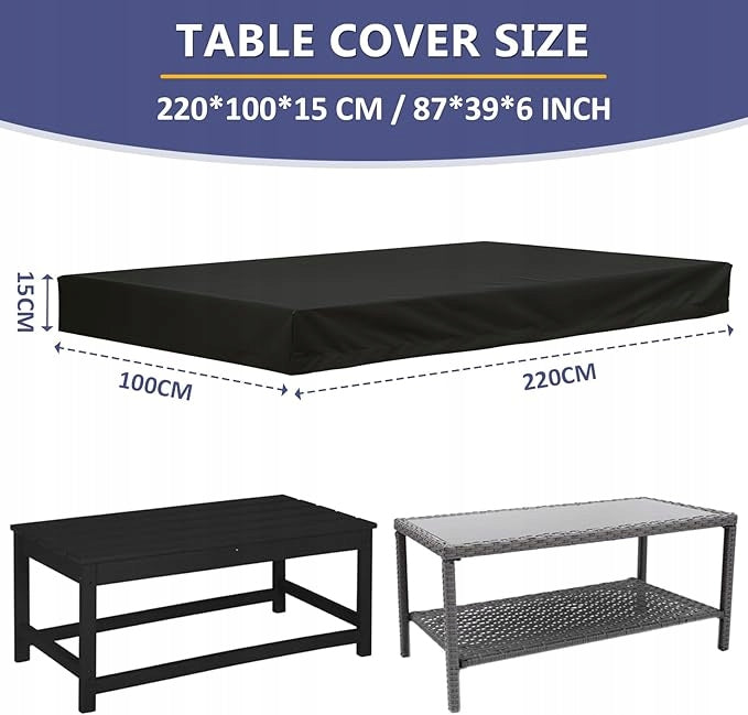 GARDEN FURNITURE COVER TERRACE TABLE ANTI UV WATERPROOF 220x100x15cm EAN (GTIN) 5901368984719