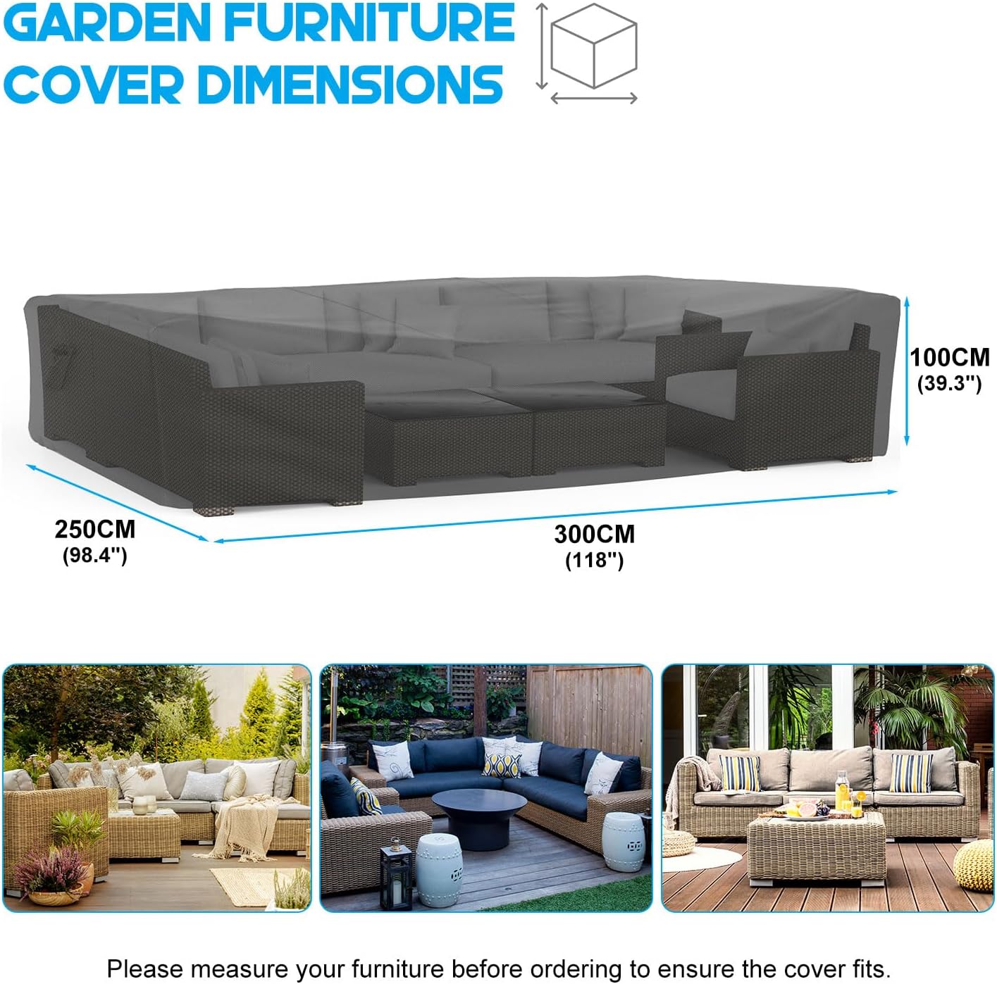 GARDEN FURNITURE COVER WATERPROOF 300 x 250 x 100 cm Manufacturer no brand