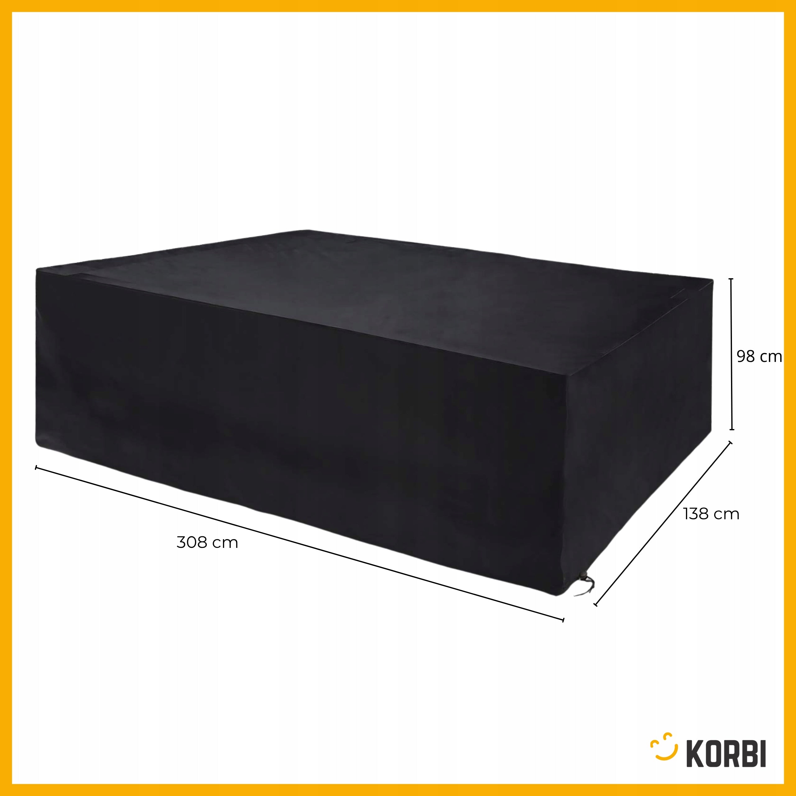 GARDEN FURNITURE COVER WATERPROOF TABLE DURABLE BLACK 308x138x98 Manufacturer Korbi