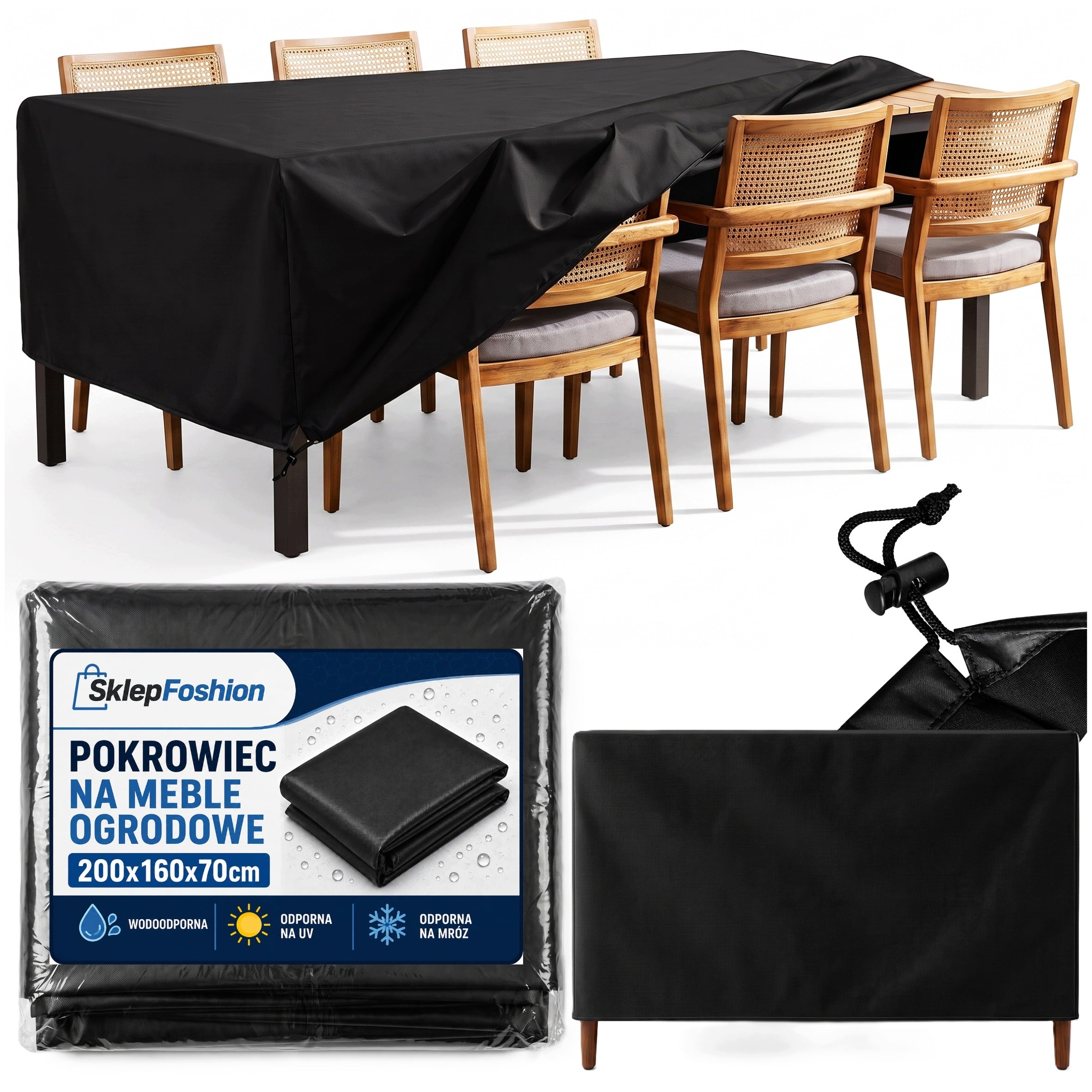 GARDEN FURNITURE COVER WOODRESISTANT 200x160x70 OXFORD STRONG MATERIAL