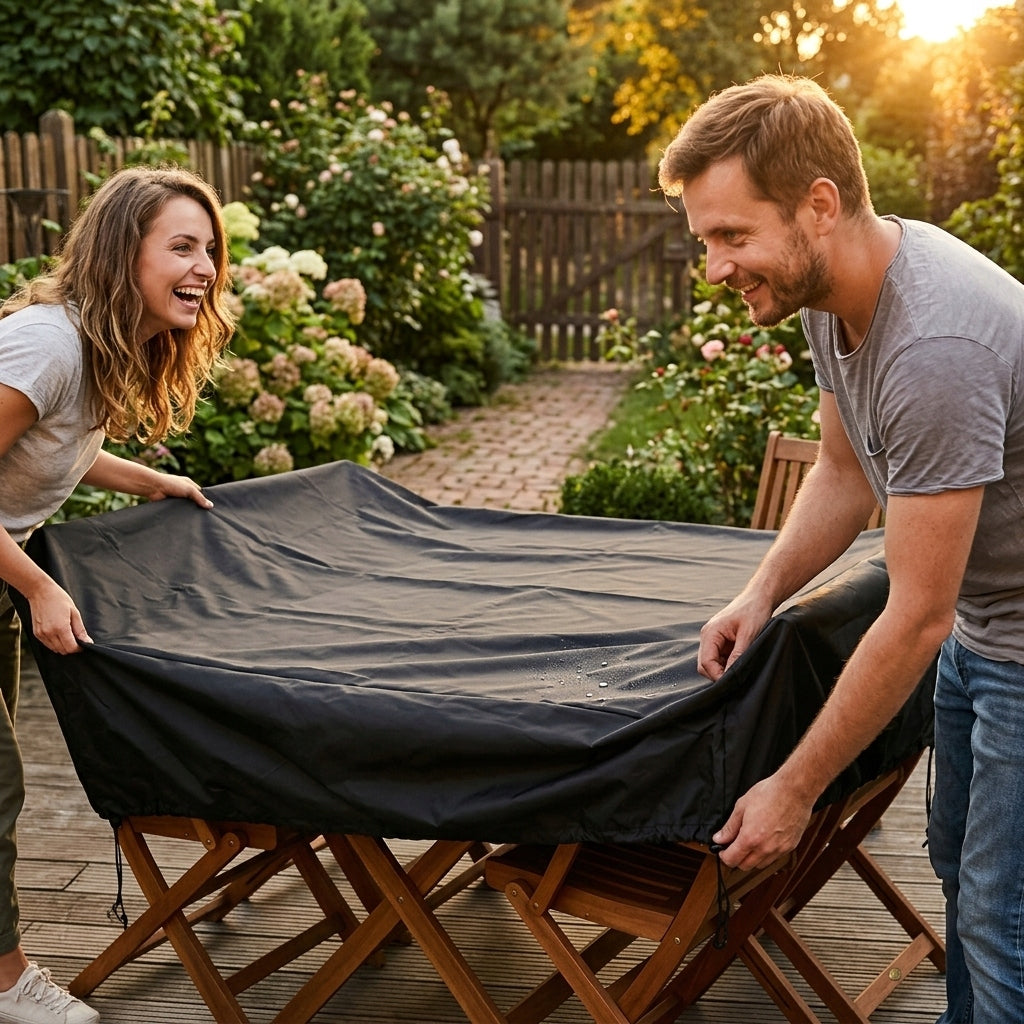 GARDEN FURNITURE COVER waterproof table 250x210x90 black strong oxford Color black