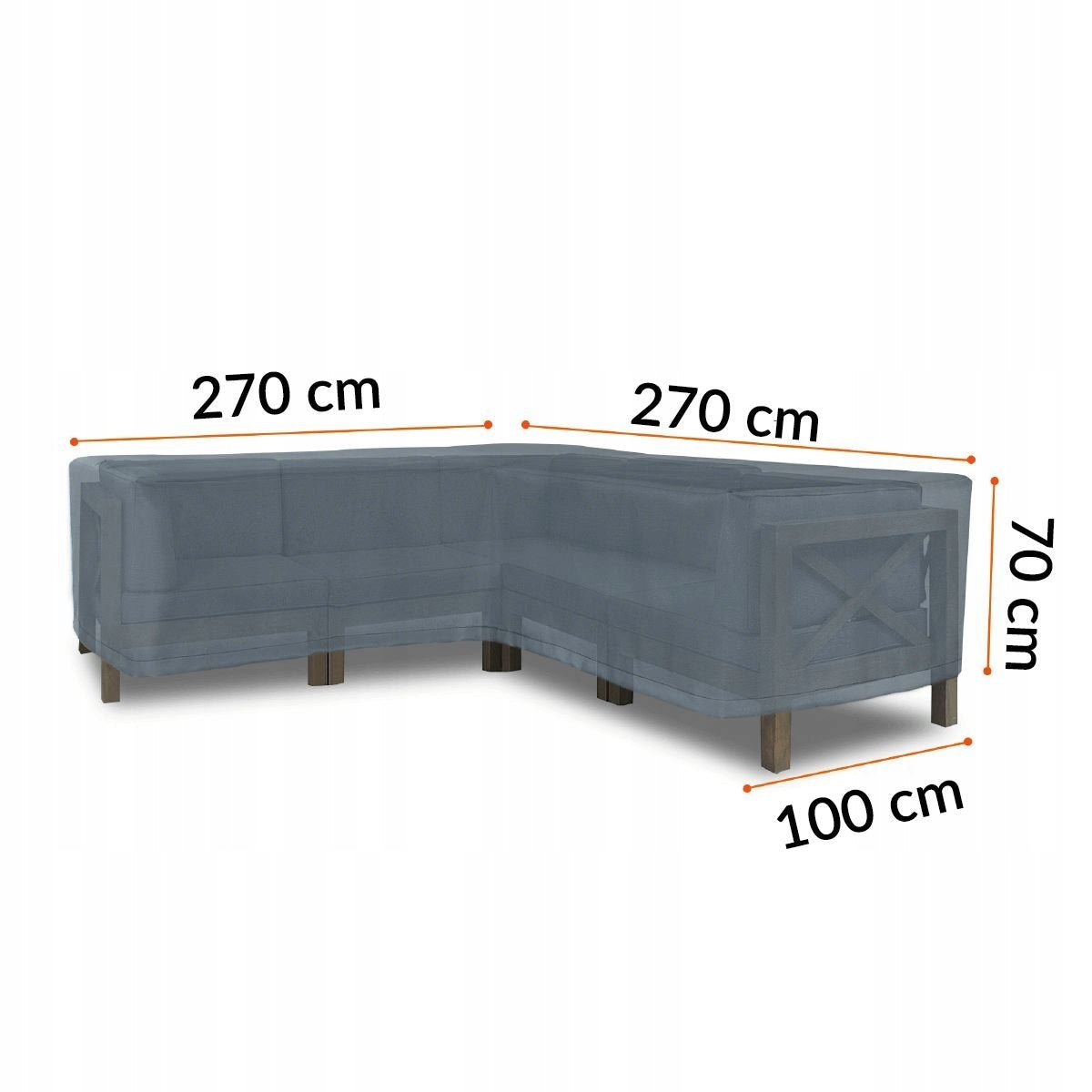 GARDEN FURNITURE Cover Corner Waterproof 270x270x100x70 cm universal Product width 270 cm
