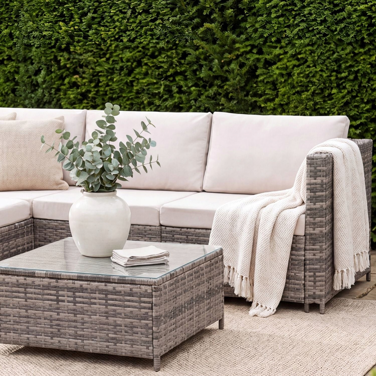 GARDEN FURNITURE GARDEN CORNER SET WITH RATTAN TABLE LUVERNO Product weight with unit packaging 33.75 kg