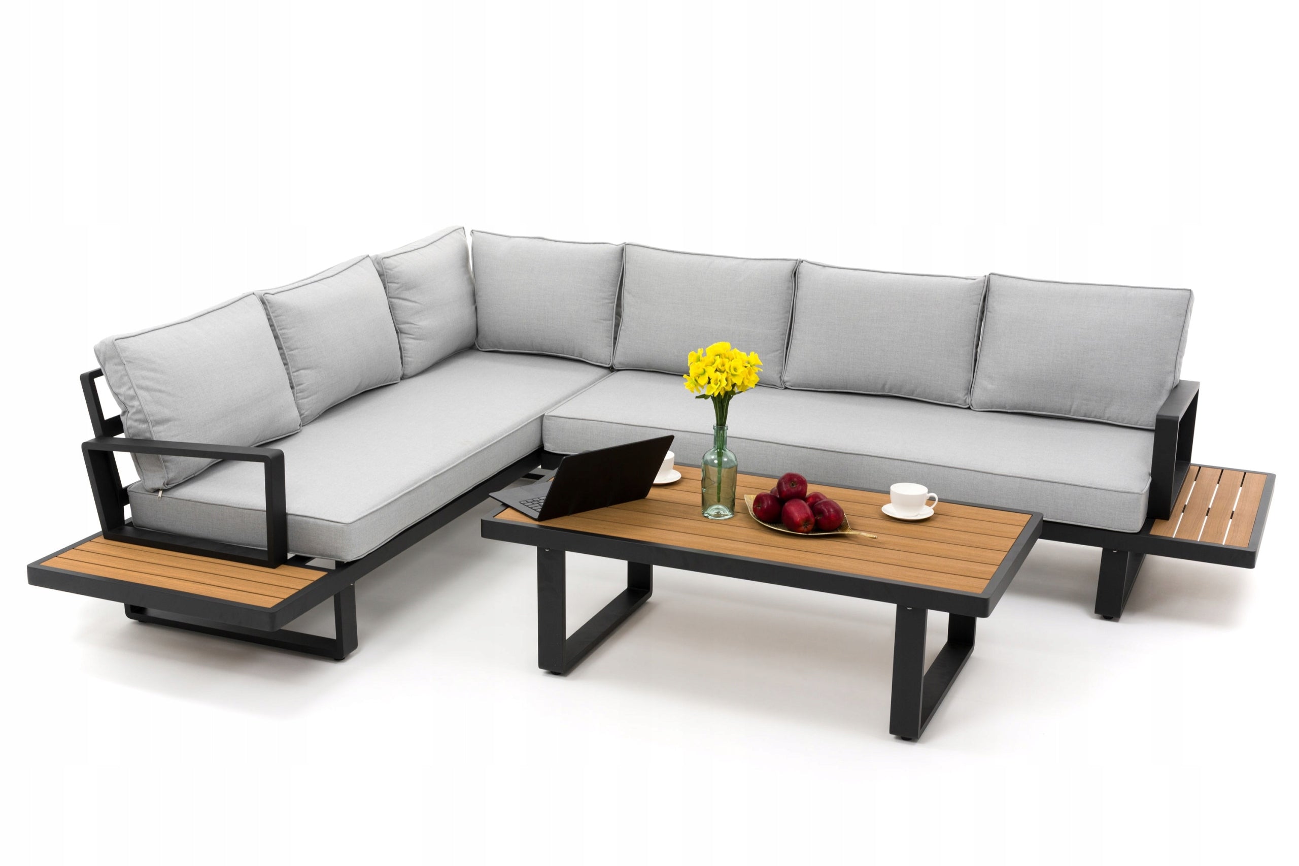 GARDEN FURNITURE LARGE CORNER MODERN ALUMINUM GRAPHITE-GREY ATOLL Manufacturer code NAROŻNIK ATOL - GRAFITOWO-SZARY PRAWY