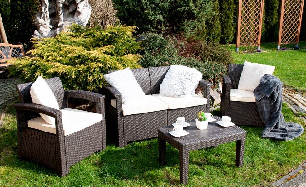 GARDEN FURNITURE MADRID BROWN TECHNORATTAN set Color brown