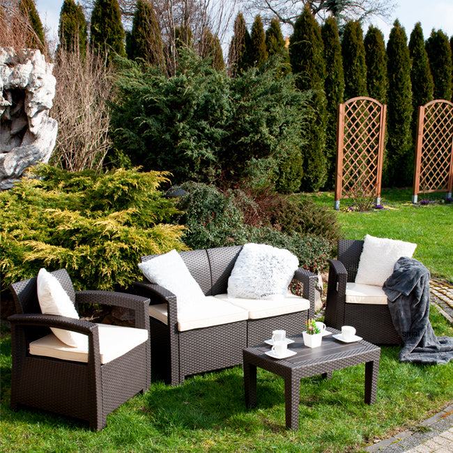 GARDEN FURNITURE MADRID BROWN TECHNORATTAN set Main material synthetic material