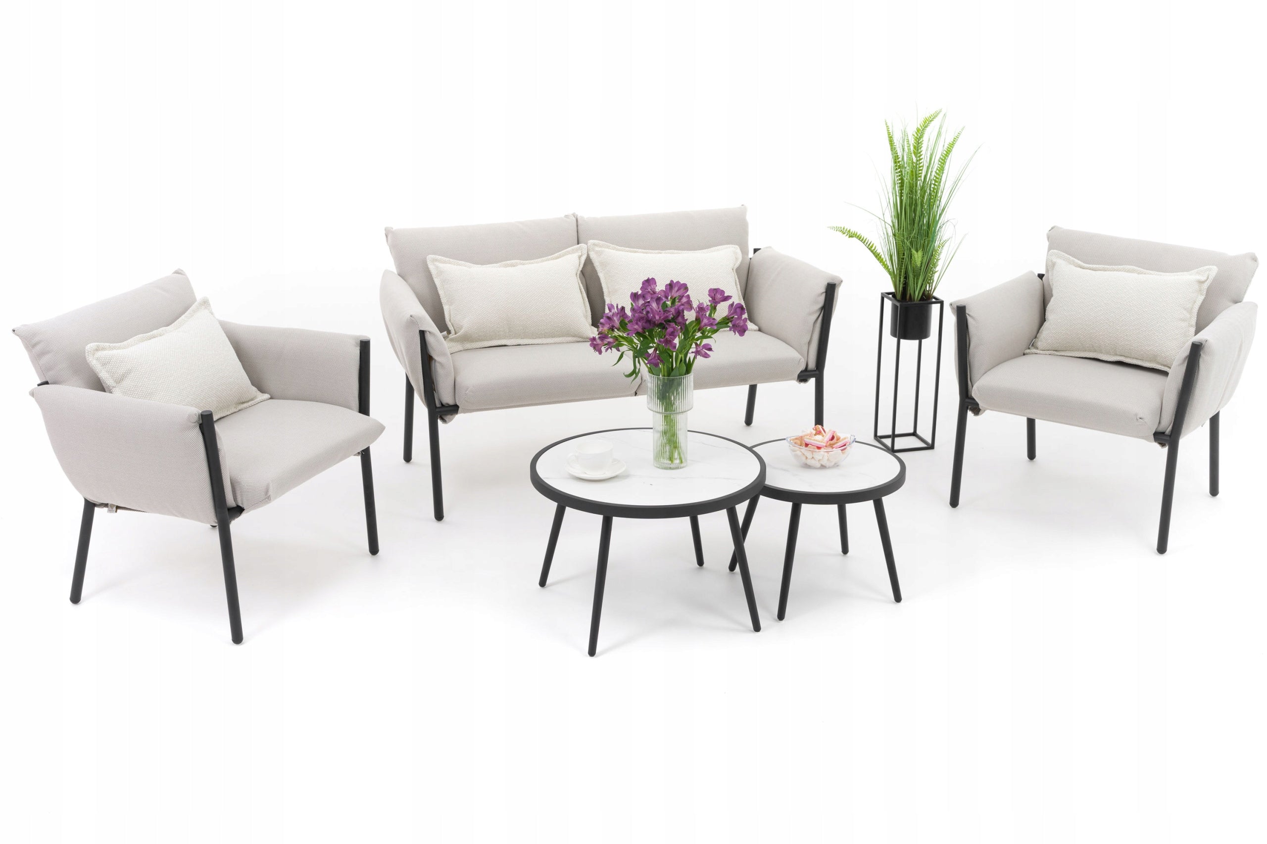 GARDEN FURNITURE MODERN LUXURY TERRACE ALUMINUM TULUM BEIGE-BLACK Packaging status original