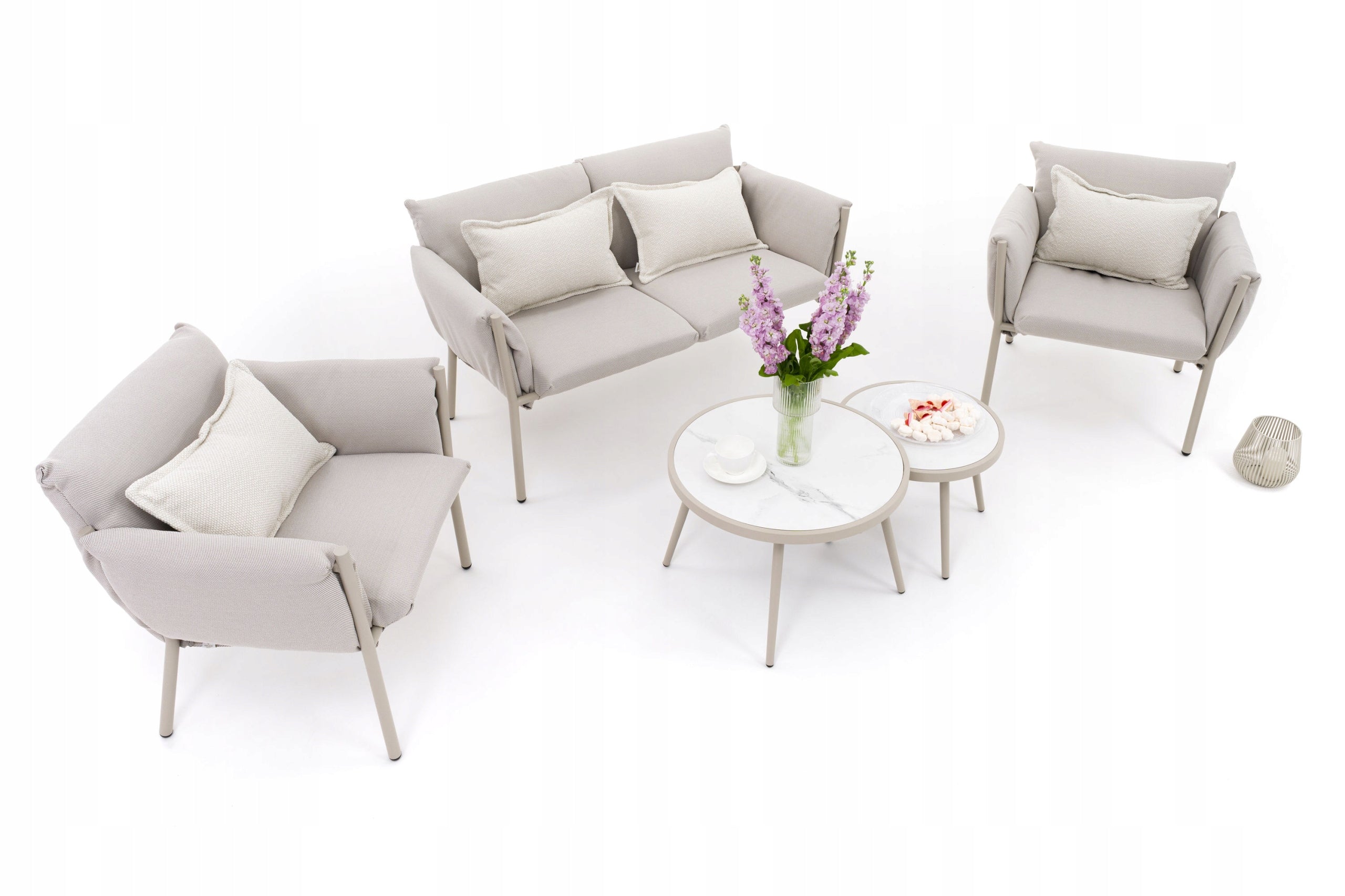 GARDEN FURNITURE MODERN LUXURY TERRACE ALUMINUM TULUM BEIGE/KHAKI Manufacturer code ZESTAW TULUM - BEŻ+KHAKI