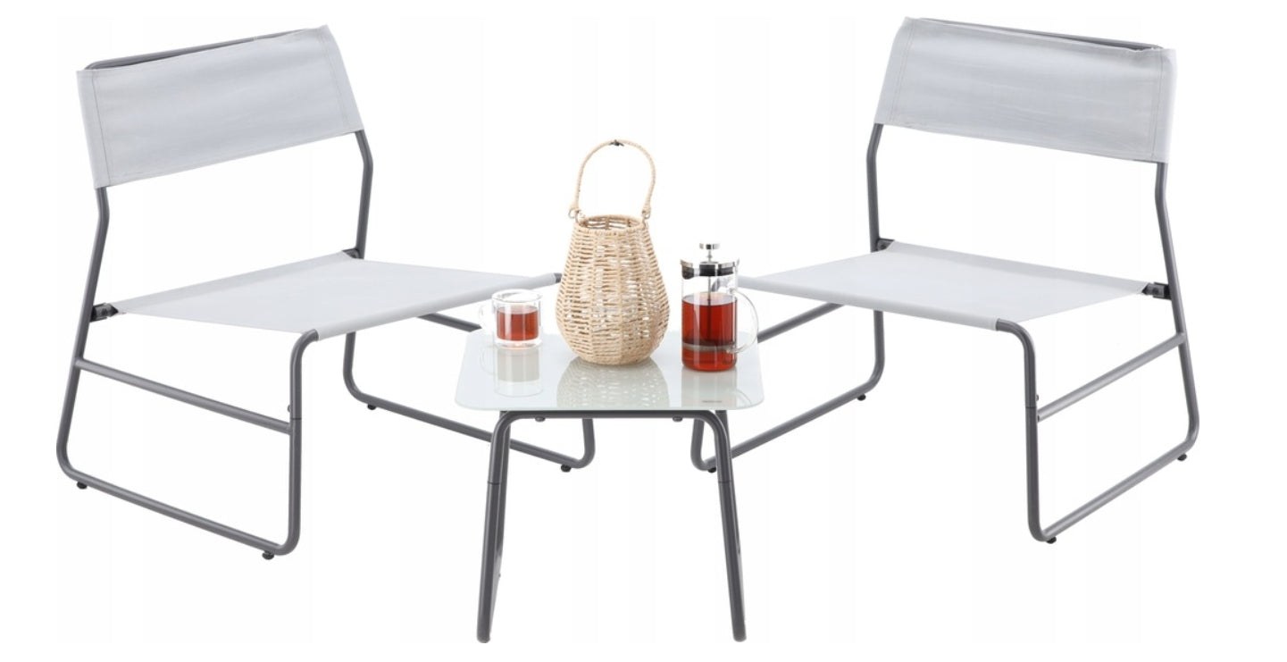 GARDEN FURNITURE SET 2 CHAIRS, TABLE - GREY EAN (GTIN) 5900779863835