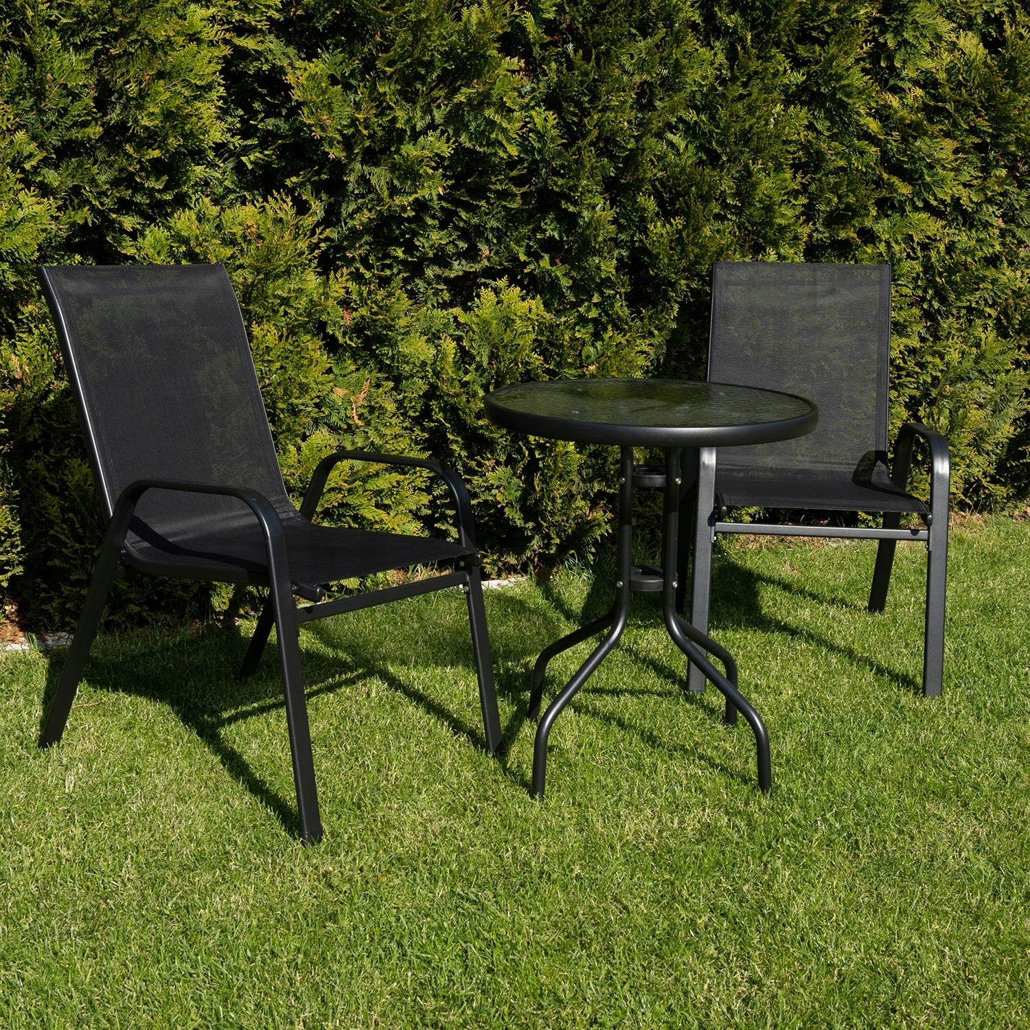 GARDEN FURNITURE SET 2x GARDEN CHAIR GARDEN TABLE FOR BALCONY GARDEN Main material metal