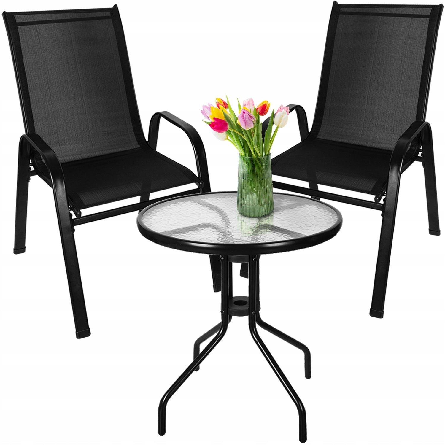 GARDEN FURNITURE SET 2x GARDEN CHAIR GARDEN TABLE FOR BALCONY GARDEN