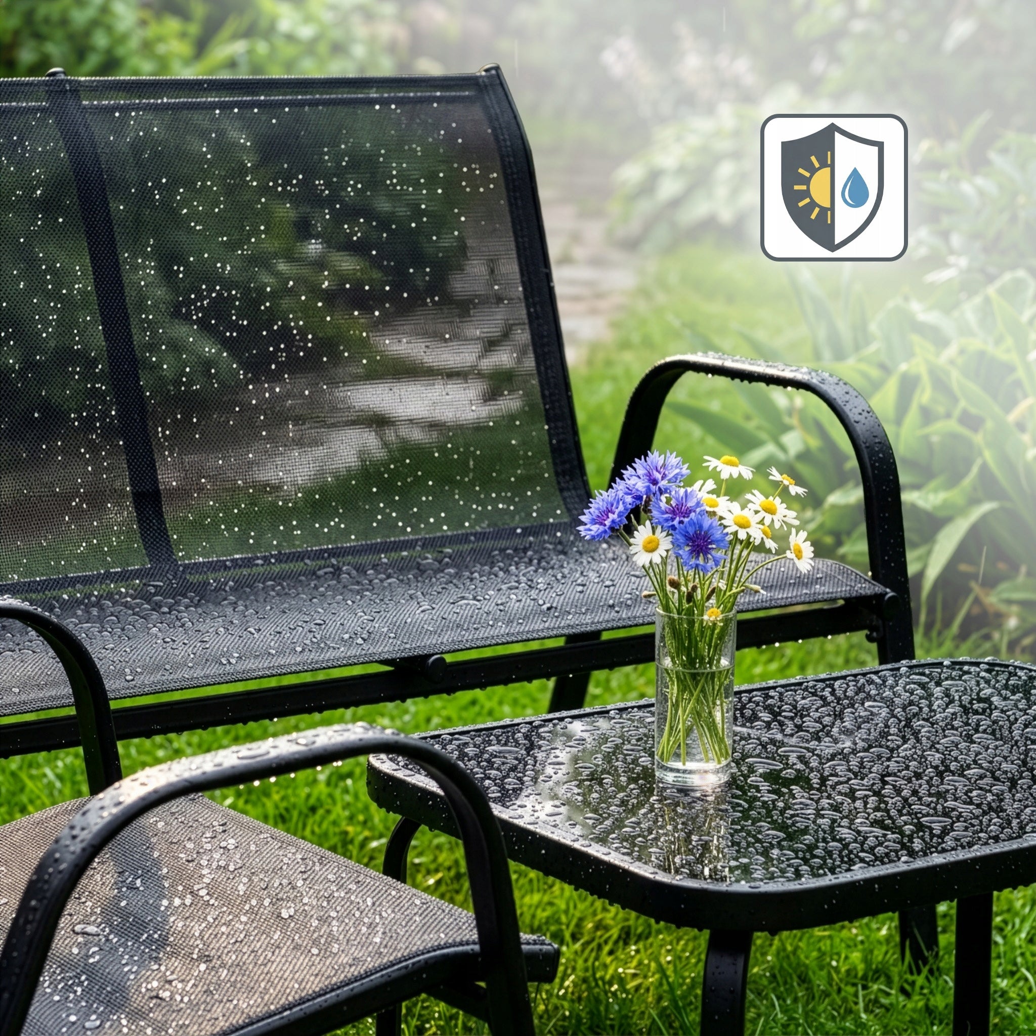 GARDEN FURNITURE SET 4 PEOPLE SOFA CHAIR TABLE TERRACE PLOT CAMPELA Line Zestaw mebli ogrodowych