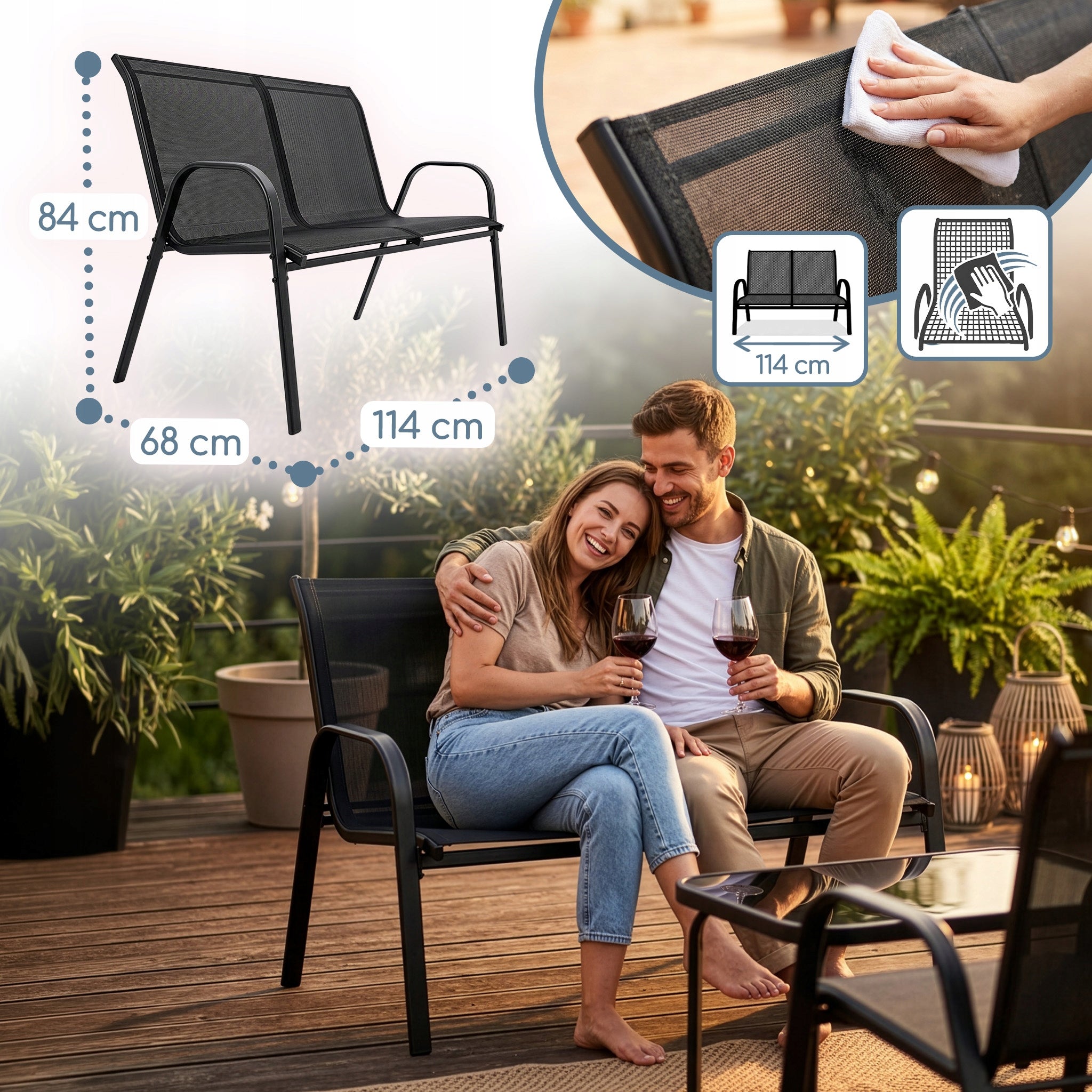 GARDEN FURNITURE SET 4 PEOPLE SOFA CHAIR TABLE TERRACE PLOT CAMPELA Main material metal
