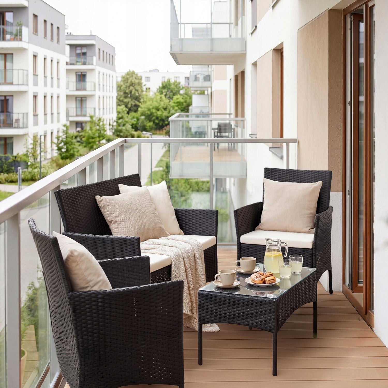 GARDEN FURNITURE SET 4-PERSON SET RATTAN TERRACE BALCONY LUVERNO Number of items in the set 4
