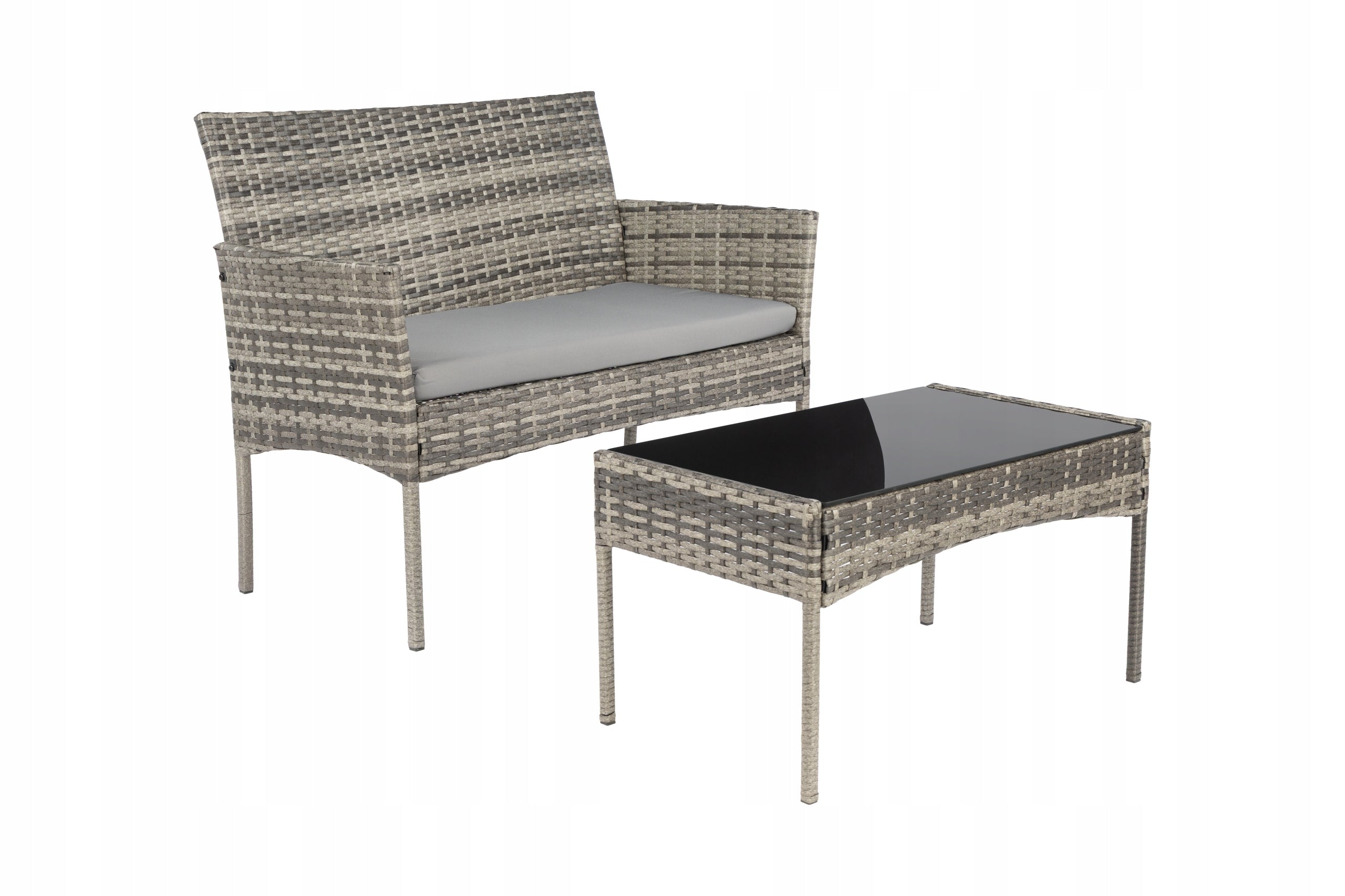 GARDEN FURNITURE SET 4 SEATER SOFA 2x ARMCHAIRS TABLE CUSHIONS FOR TERRACE Color gray