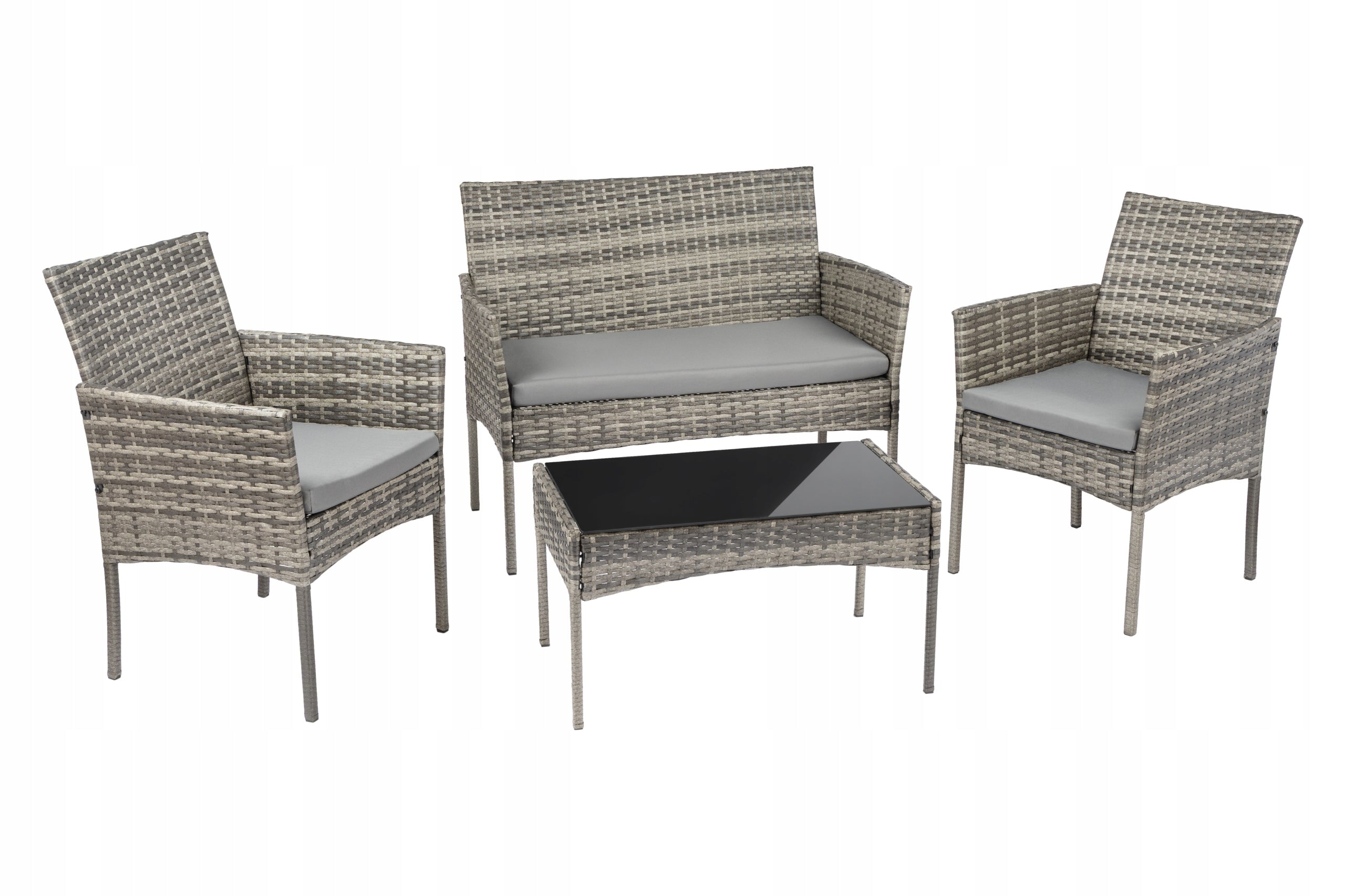 GARDEN FURNITURE SET 4 SEATER SOFA 2x ARMCHAIRS TABLE CUSHIONS FOR TERRACE Main material synthetic rattan