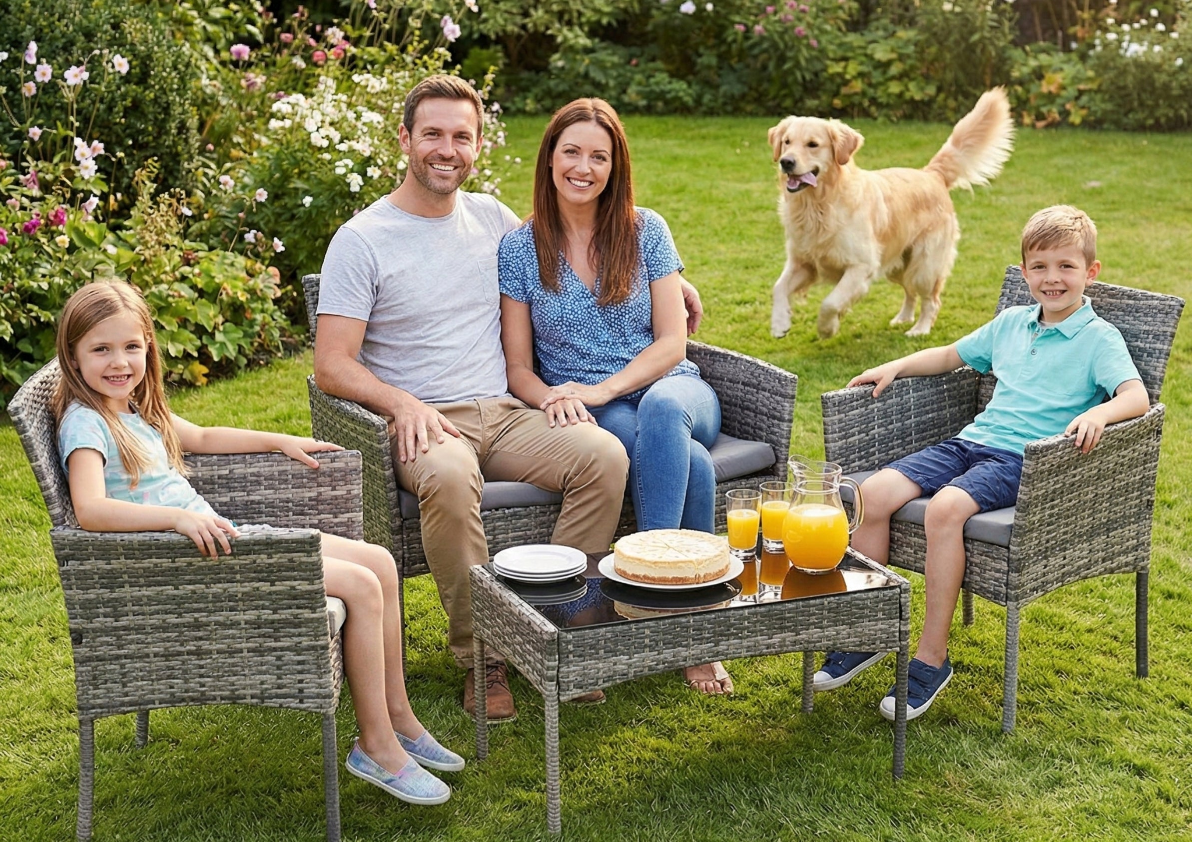 GARDEN FURNITURE SET 4 SEATER SOFA 2x ARMCHAIRS TABLE CUSHIONS FOR TERRACE Manufacturer code 4472