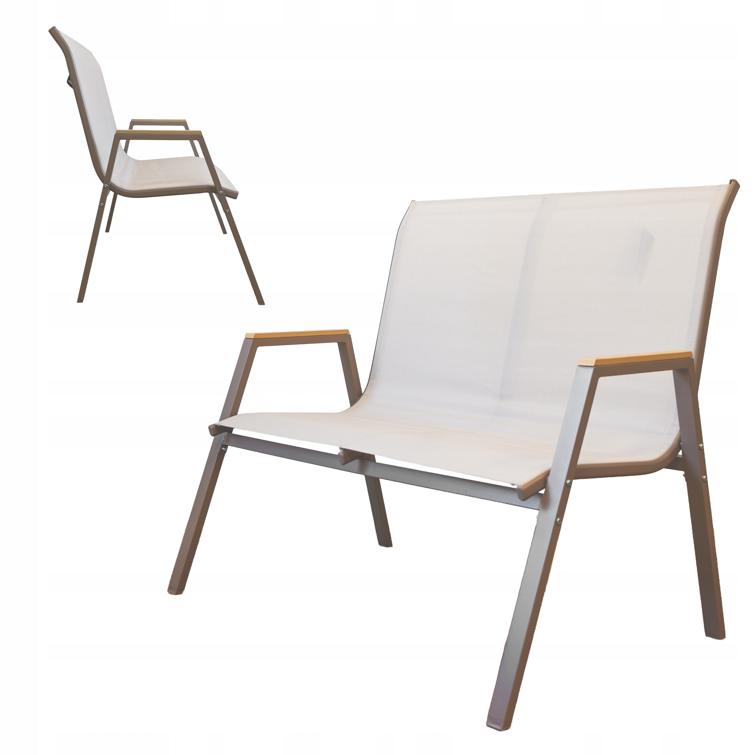 GARDEN FURNITURE SET BALCONY TABLE BENCH 2x CHAIRS MARBELLA WOOD TAUPE Manufacturer kontrasto