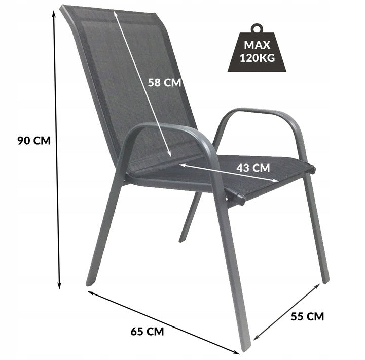 GARDEN FURNITURE SET BALCONY TERRACE TABLE 120x70 +4x CHAIRS MAJORCA GREY Manufacturer kontrasto
