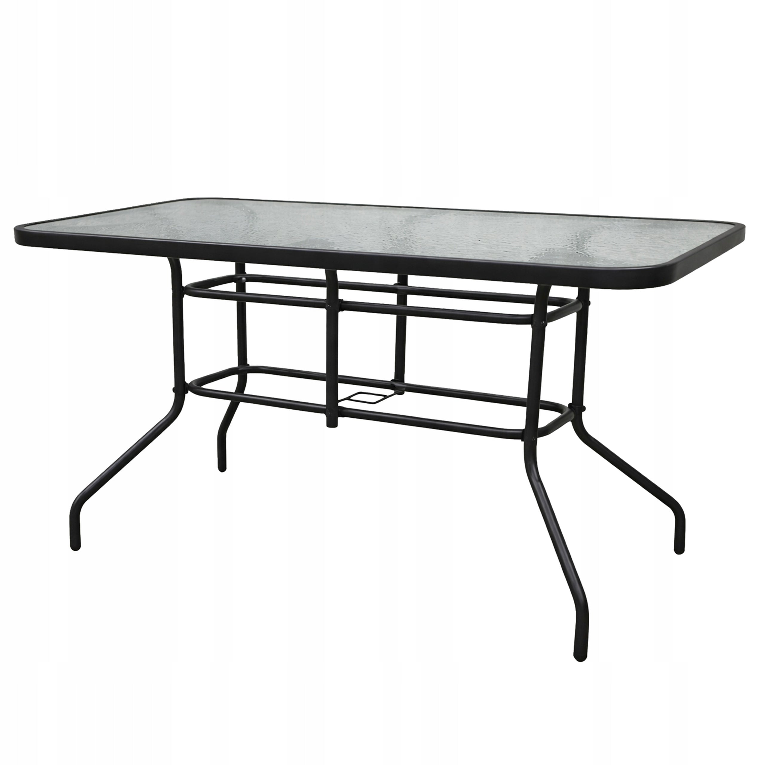 GARDEN FURNITURE SET BALCONY TERRACE TABLE 140x80 +8x CHAIRS MENORCA BLACK Style modern