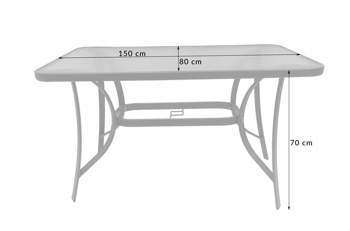 GARDEN FURNITURE SET BALCONY TERRACE TABLE 150x80 +6x CHAIRS MENORCA BLACK Main material metal