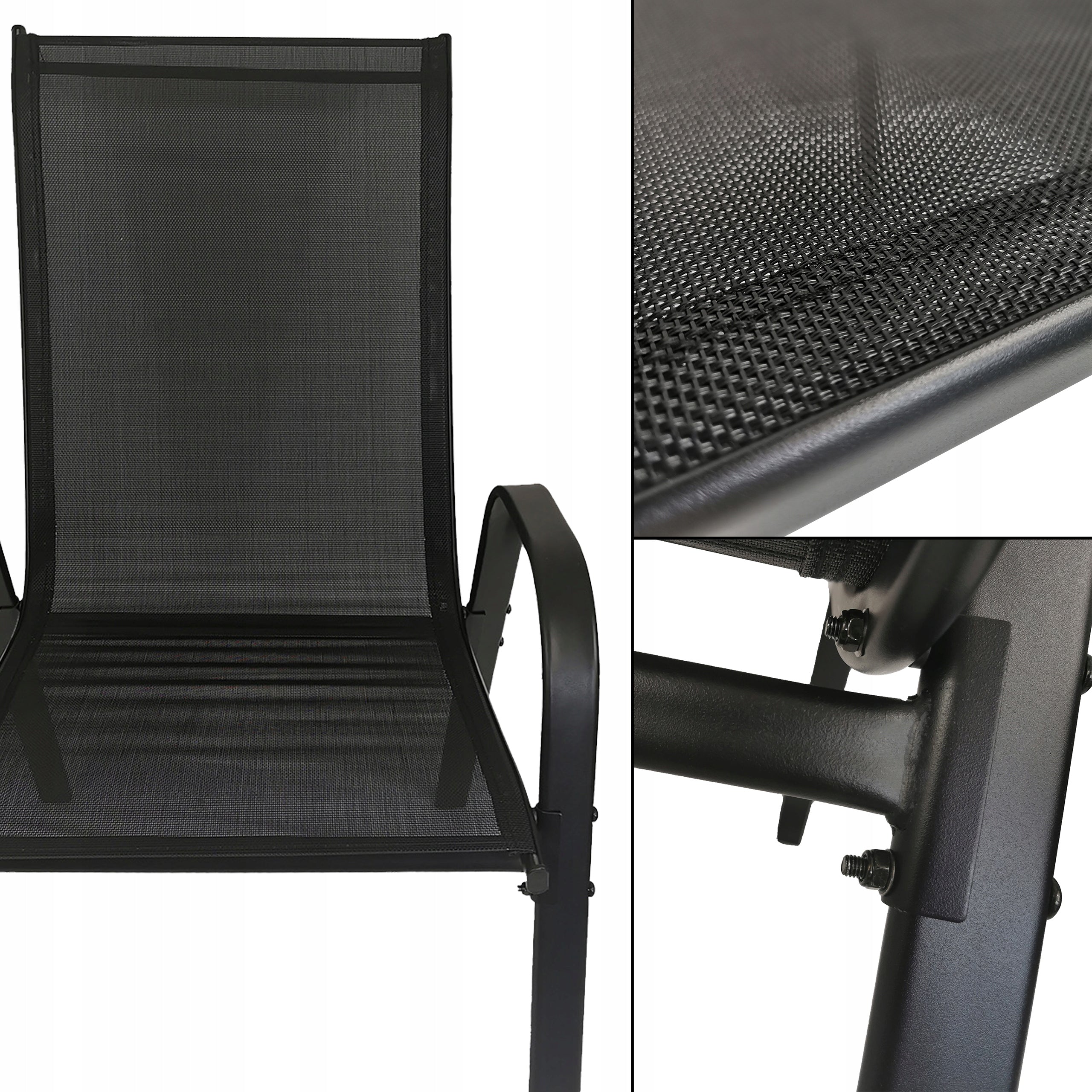 GARDEN FURNITURE SET BALCONY TERRACE TABLE 150x80 +8x CHAIRS MENORCA BLACK Style modern
