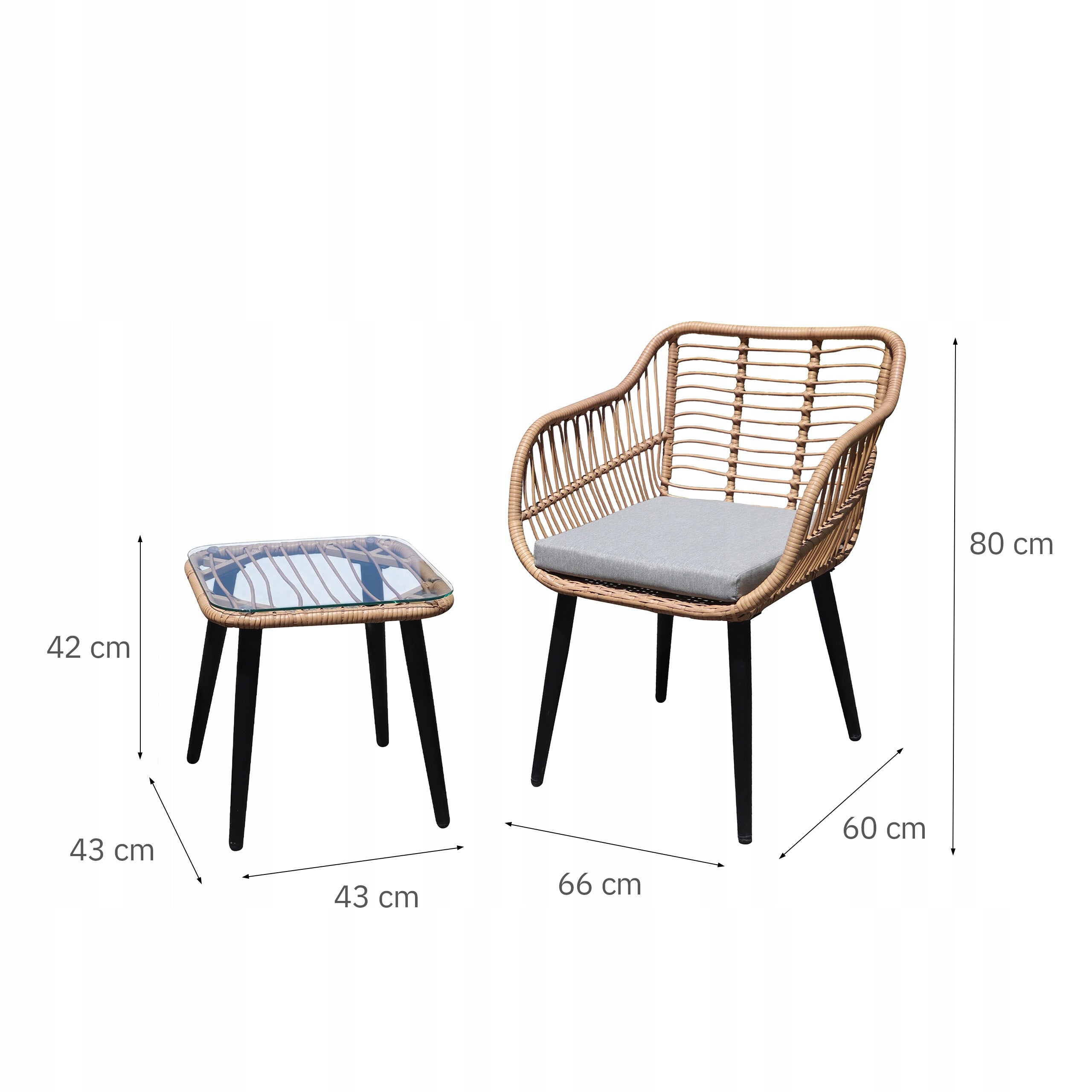 GARDEN FURNITURE SET CHAIR TABLE FURNITURE SET WITH TECHNORATANE Color beige