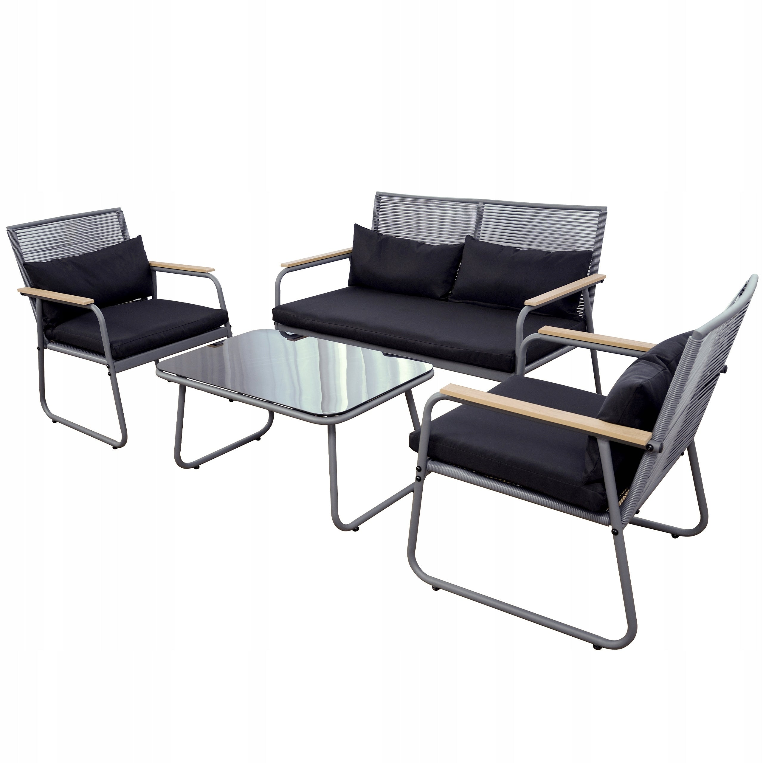 GARDEN FURNITURE SET CHAIRS SOFA TABLE FURNITURE SET WITH TECHNORATANE Color gray
