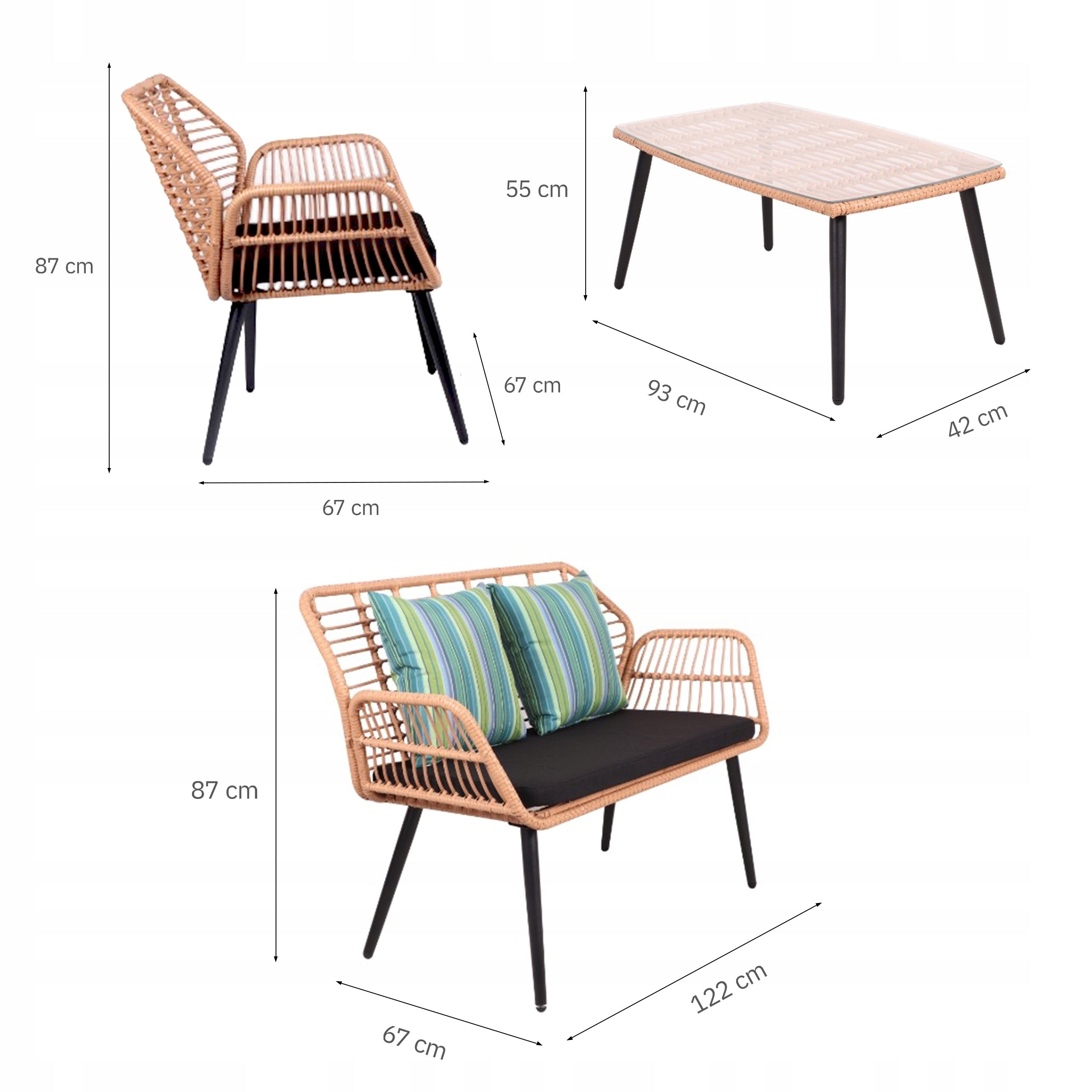 GARDEN FURNITURE SET CHAIRS SOFA TABLE FURNITURE SET WITH TECHNORATANE Main material synthetic rattan
