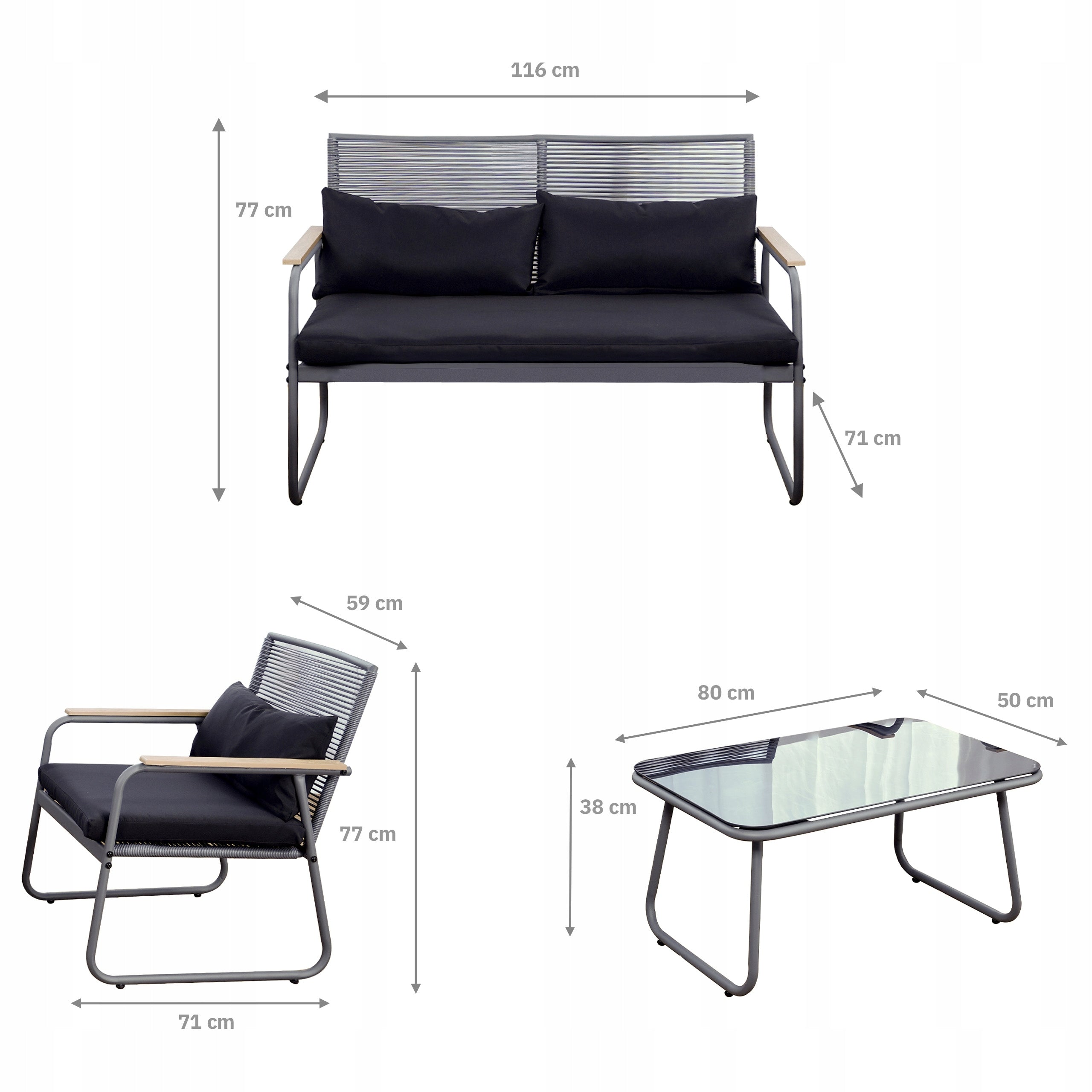 GARDEN FURNITURE SET CHAIRS SOFA TABLE FURNITURE SET WITH TECHNORATANE Number of items in the set 4