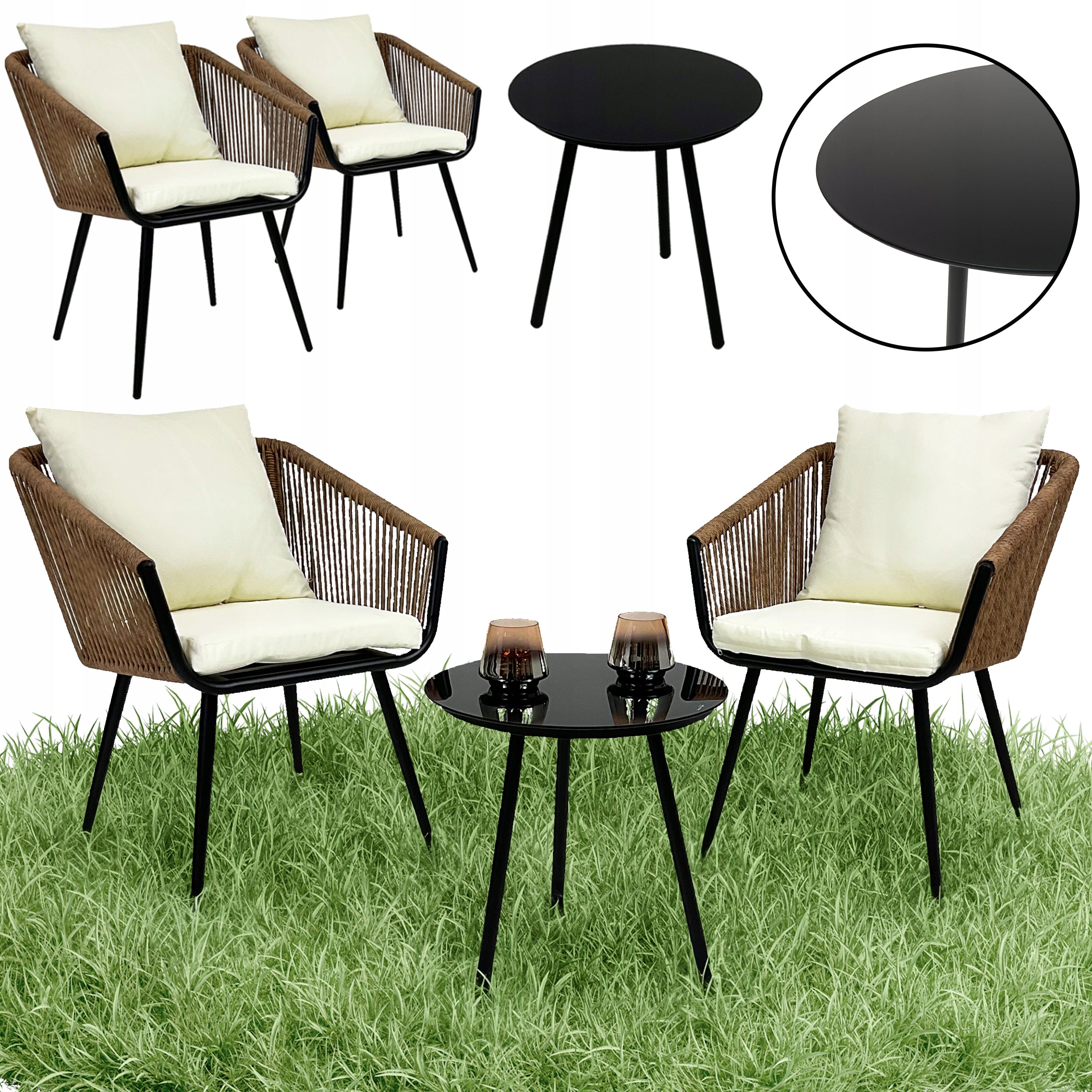 GARDEN FURNITURE SET FOR BALCONY TERRACE FOR GARDEN MARSEILLE BROWN Packaging status original