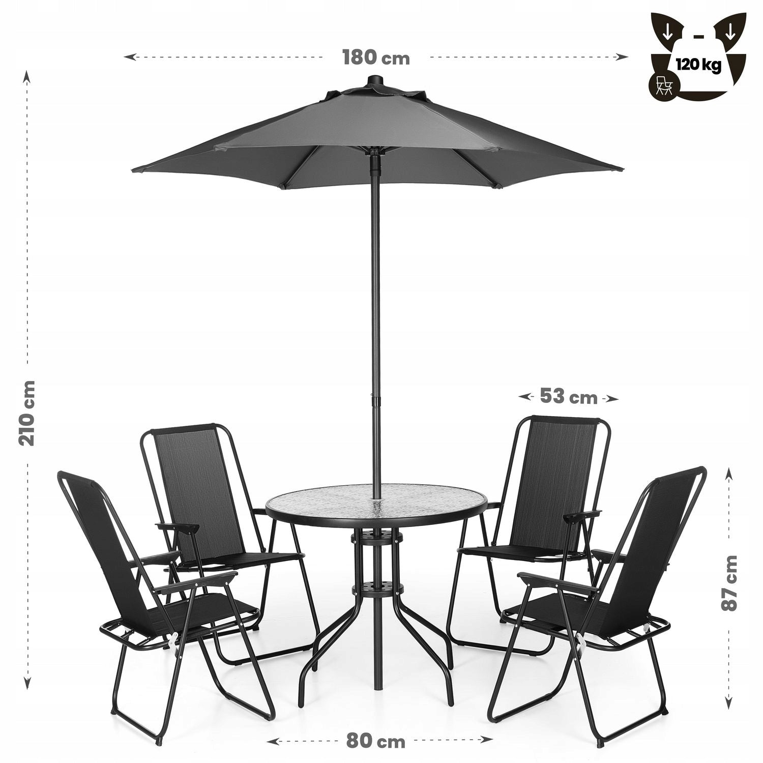 GARDEN FURNITURE SET GARDEN TABLE 4-CHAIR UMBRELLA LUVERNO Style modern