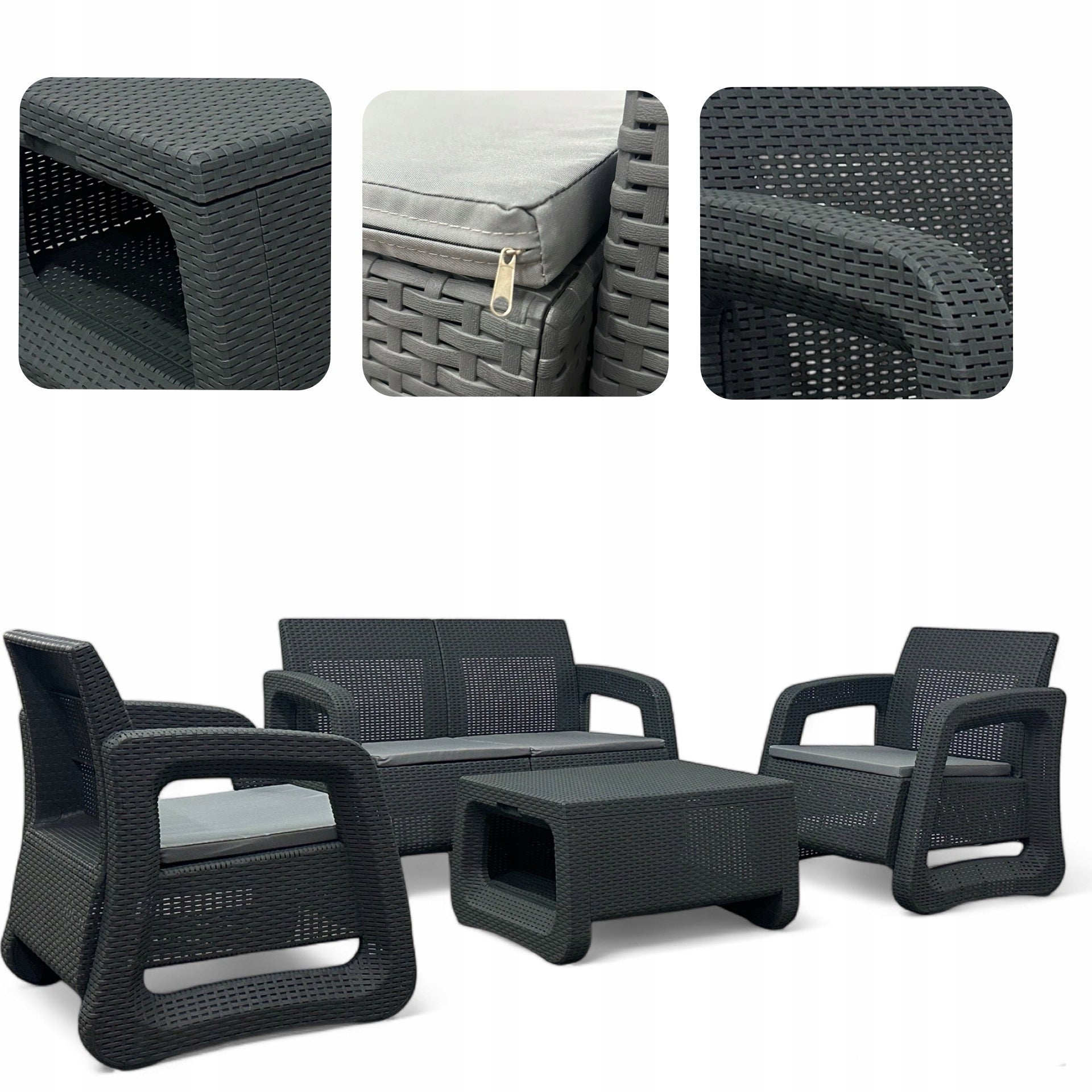 GARDEN FURNITURE SET LS03 RATTAN MTG FURNITURE SET GREY