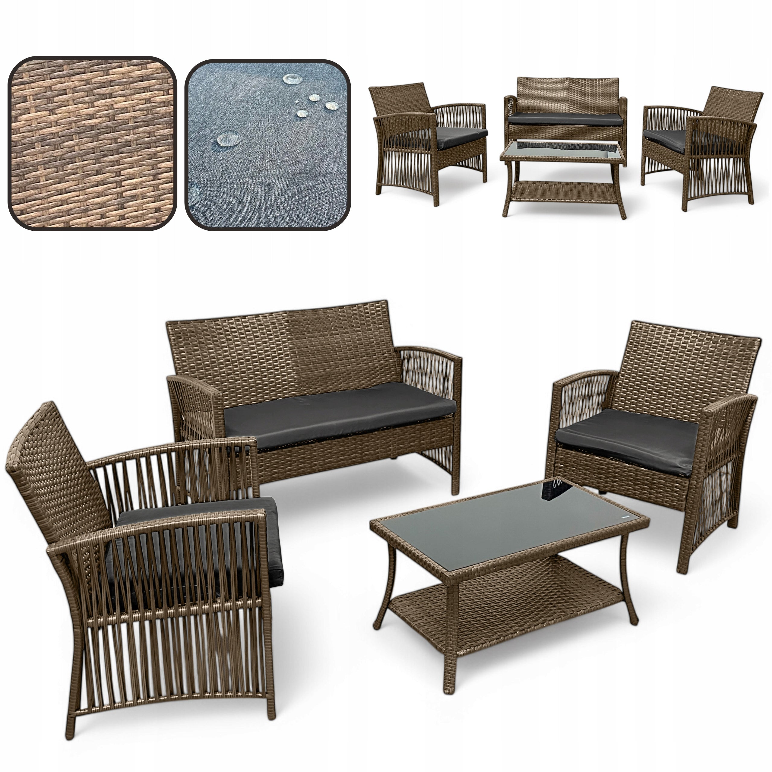 GARDEN FURNITURE SET NM-02 MTG GARDEN FURNITURE RATTAN BROWN LIGHT