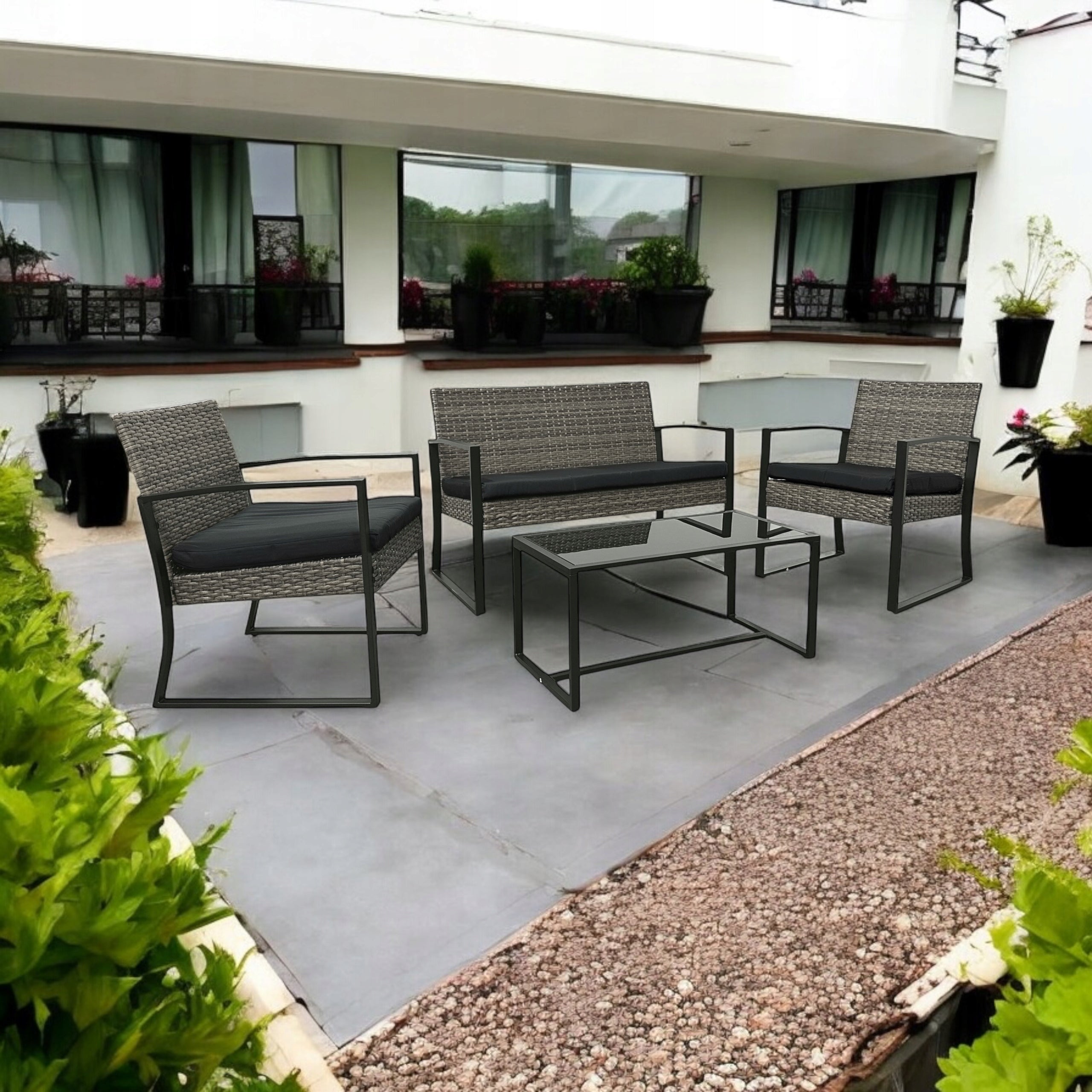 GARDEN FURNITURE SET NM-08 MTG GARDEN FURNITURE RATTAN GREY Color multicolor