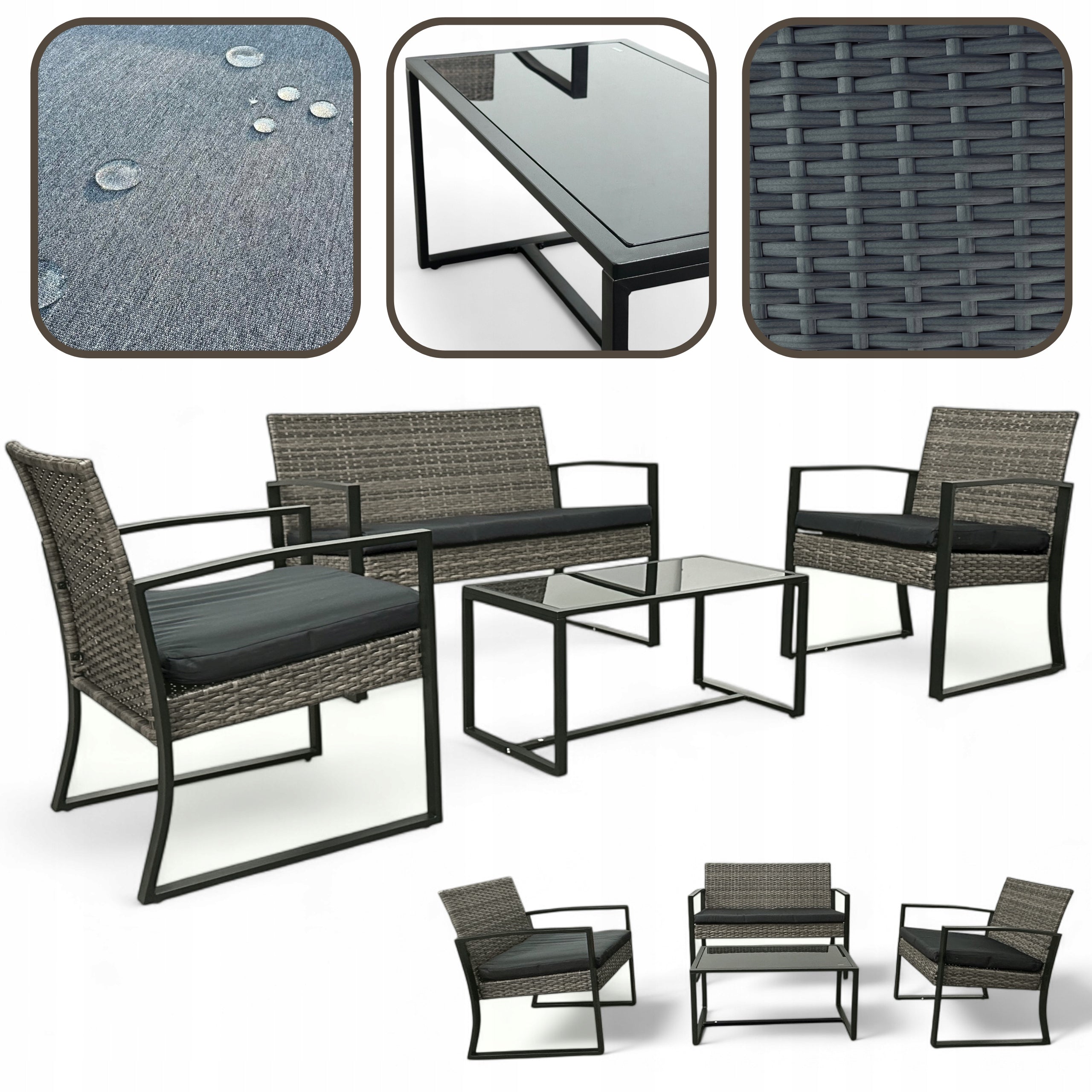 GARDEN FURNITURE SET NM-08 MTG GARDEN FURNITURE RATTAN GREY