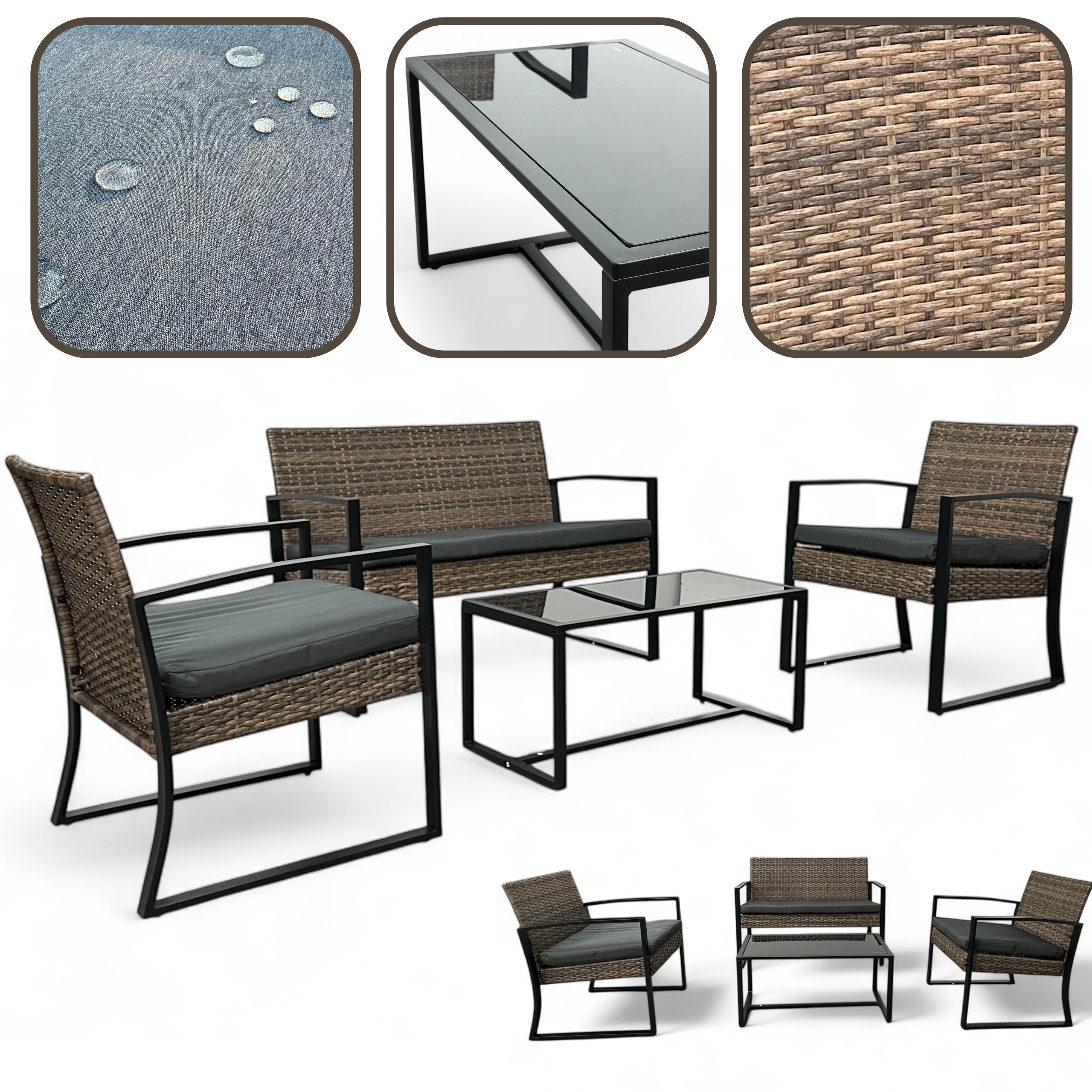 GARDEN FURNITURE SET NM-08 MTG GARDEN FURNITURE RATTAN LIGHT BROWN