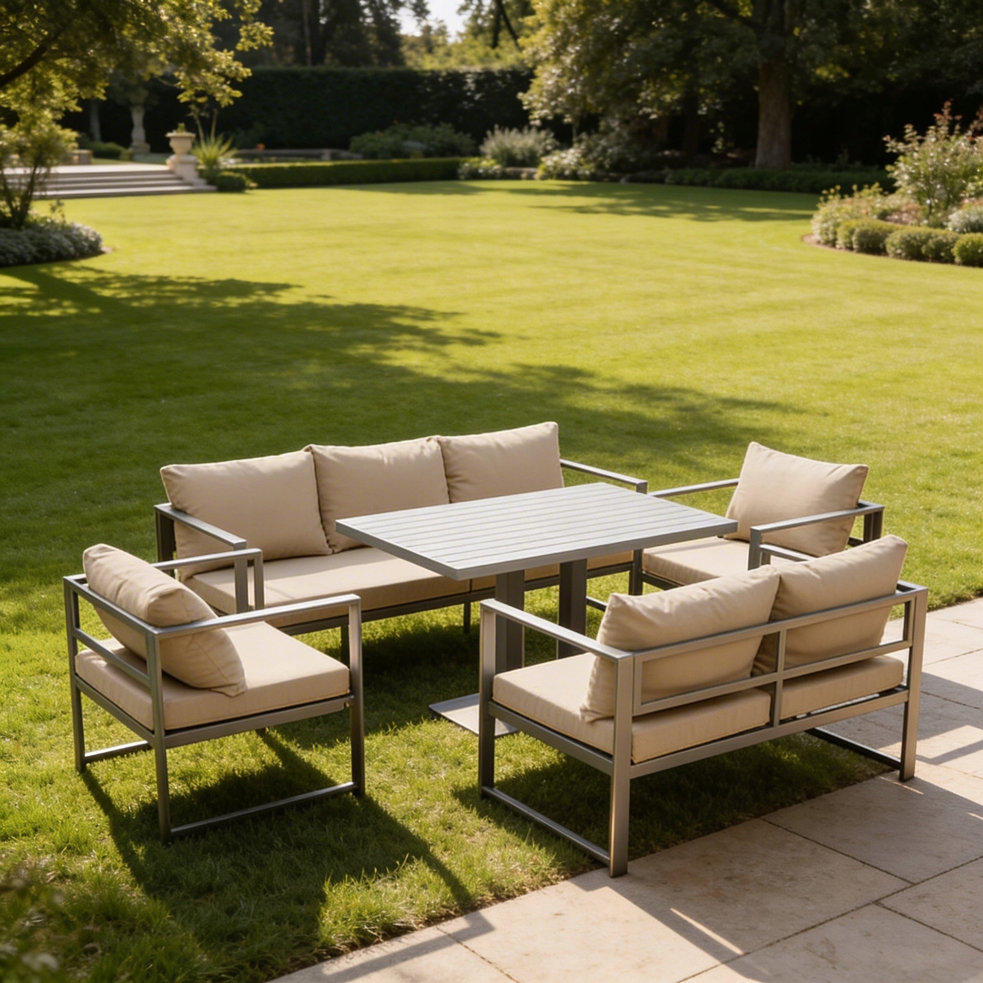 GARDEN FURNITURE SET NM-2011G METAL RAISED TABLE GREY PREMIUM Main material steel