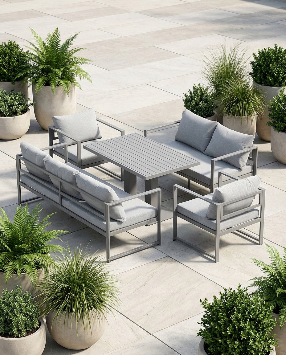 GARDEN FURNITURE SET NM-2011G METAL RAISED TABLE GREY PREMIUM Packaging status original